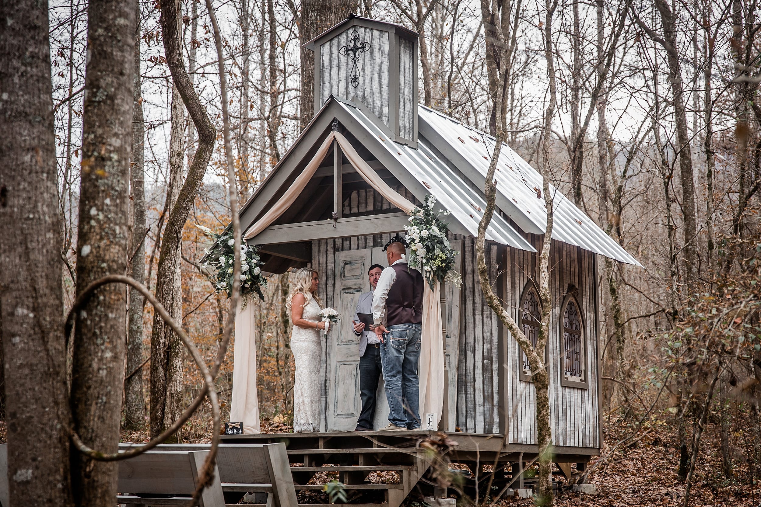 Micro wedding at Chapel in the Hollow, a Smoky Mountain Wedding Chapel near Gatlinburg. 