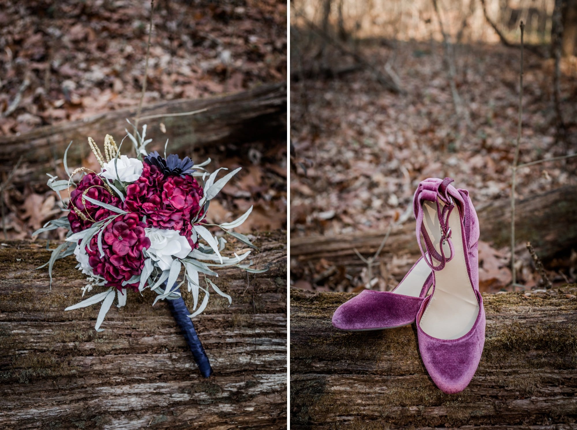 Bouquet and Shoes of Bride at Chapel in the Hollow