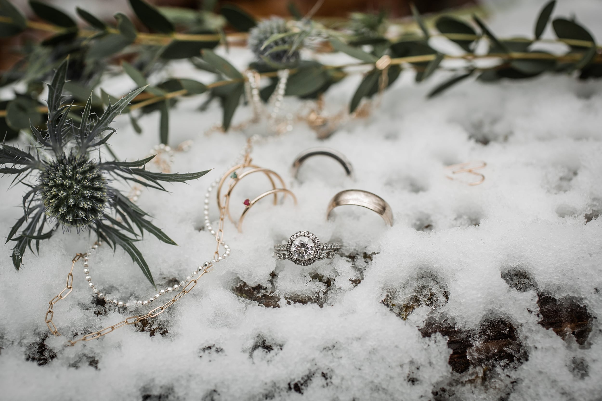 Wedding Rings in the Snow