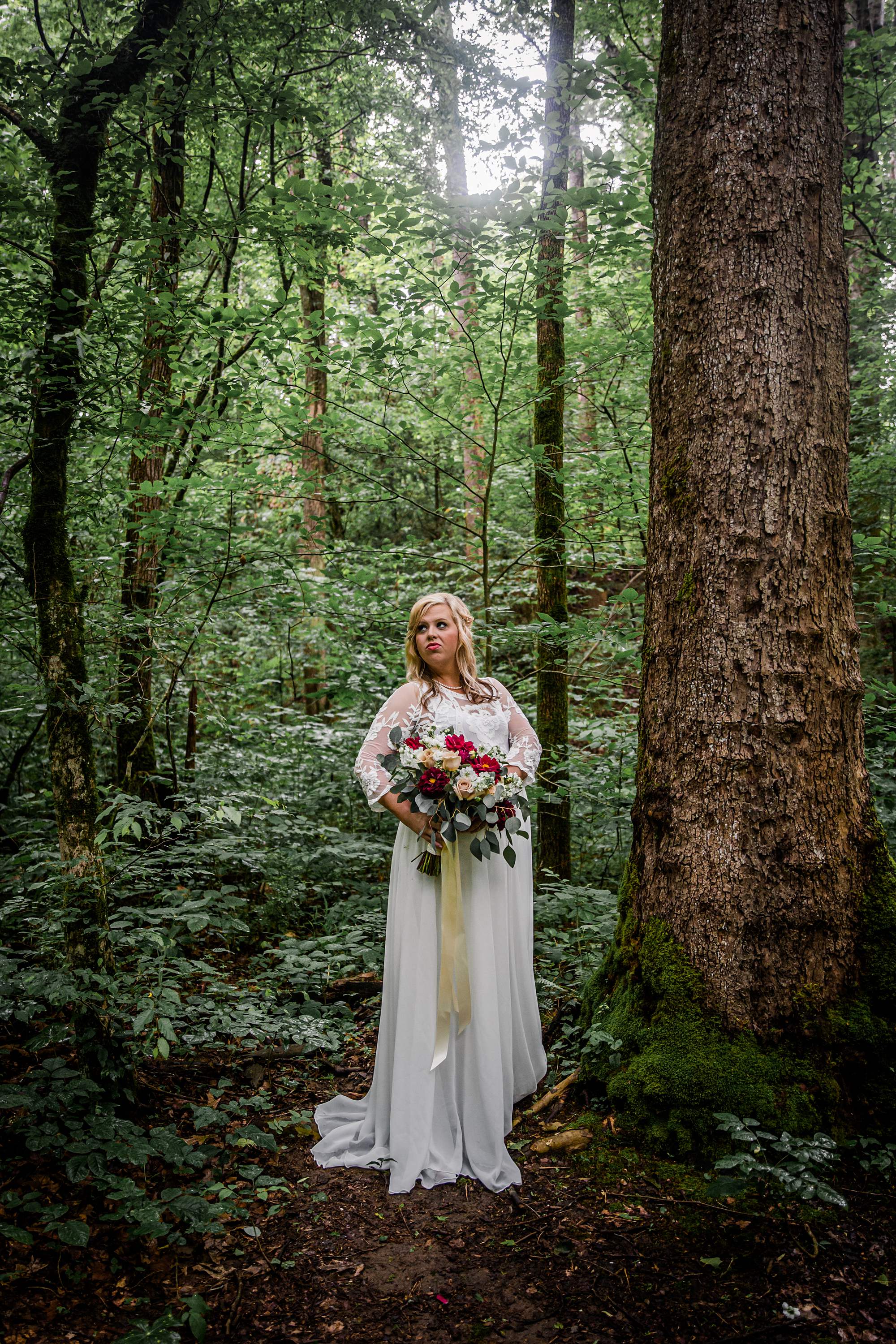 Bride in woods