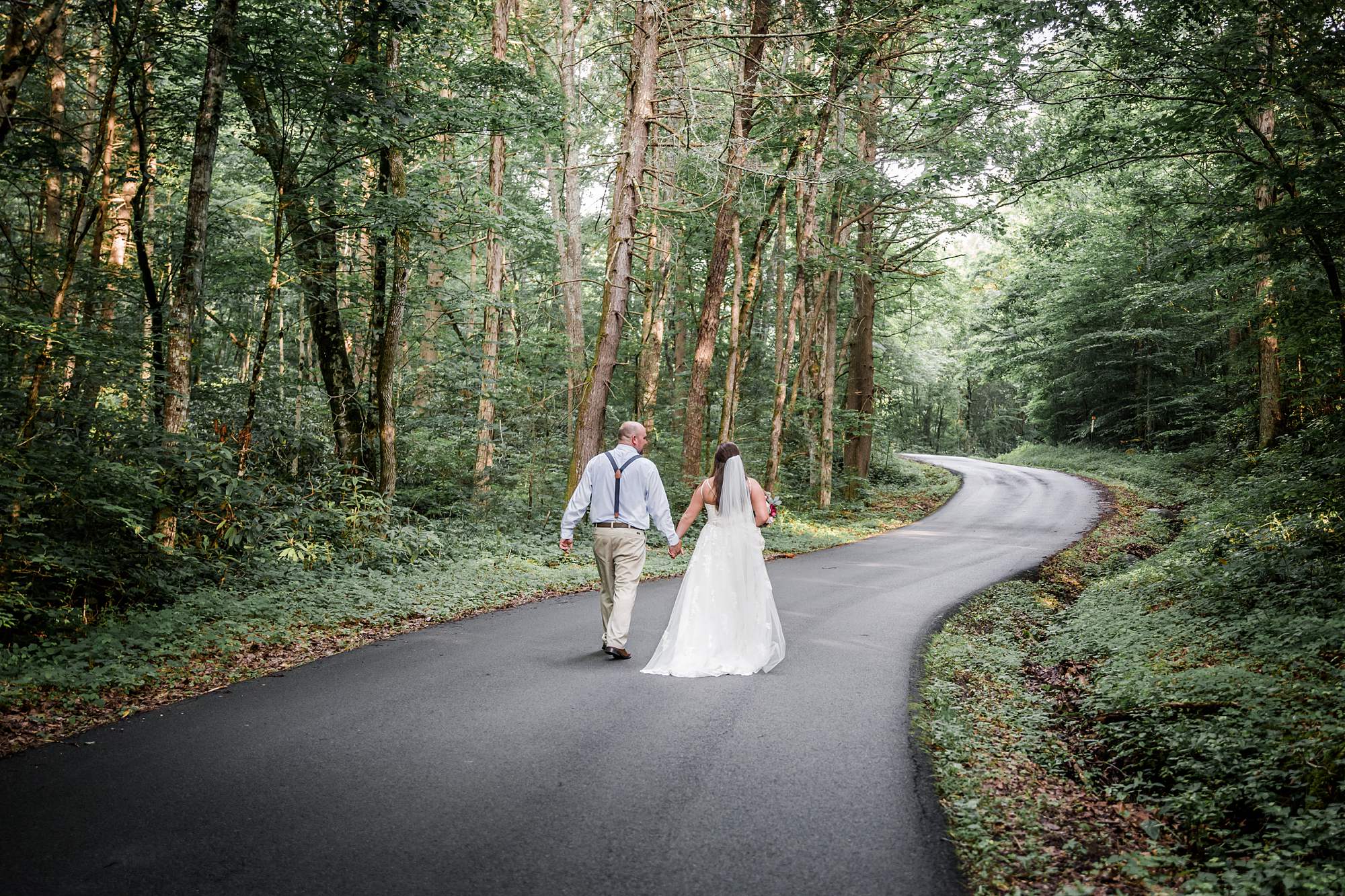 Bride and Groom on Road