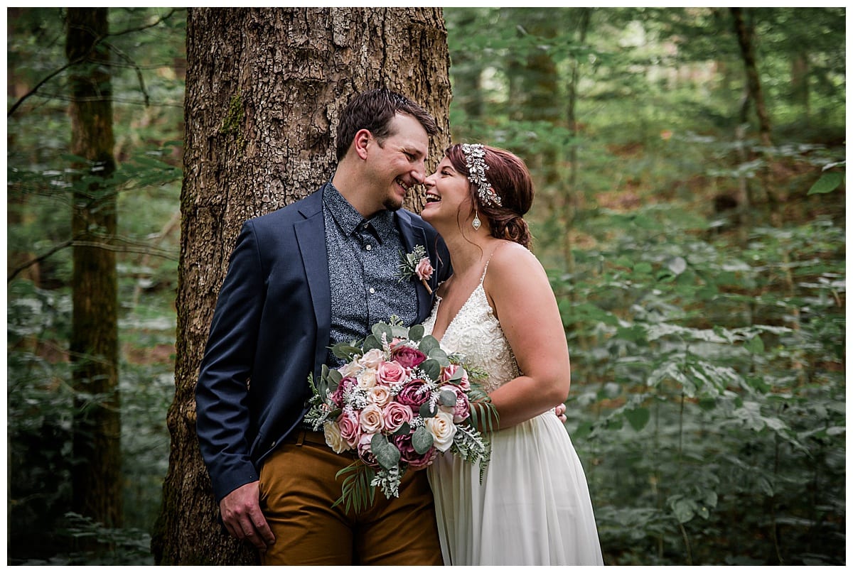 Bride and Groom forest wedding