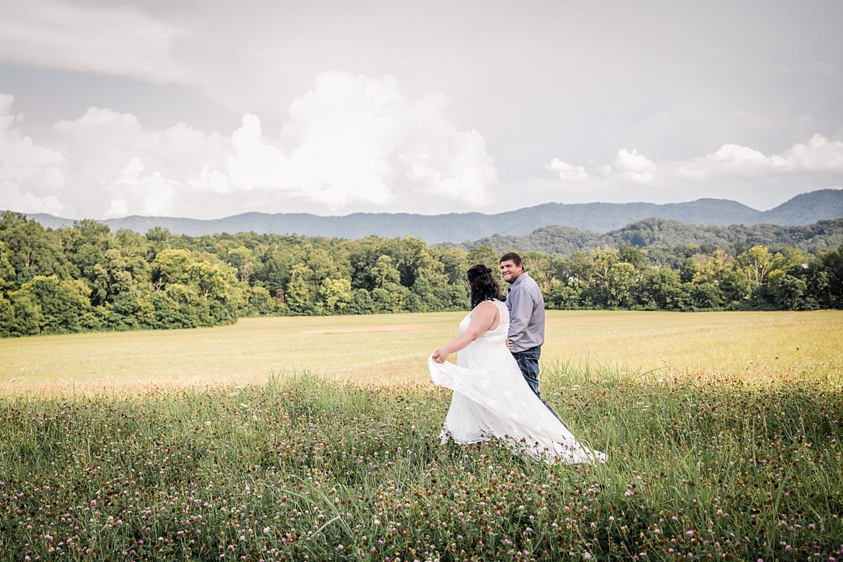 Bride and groom in the Smoky Mountains