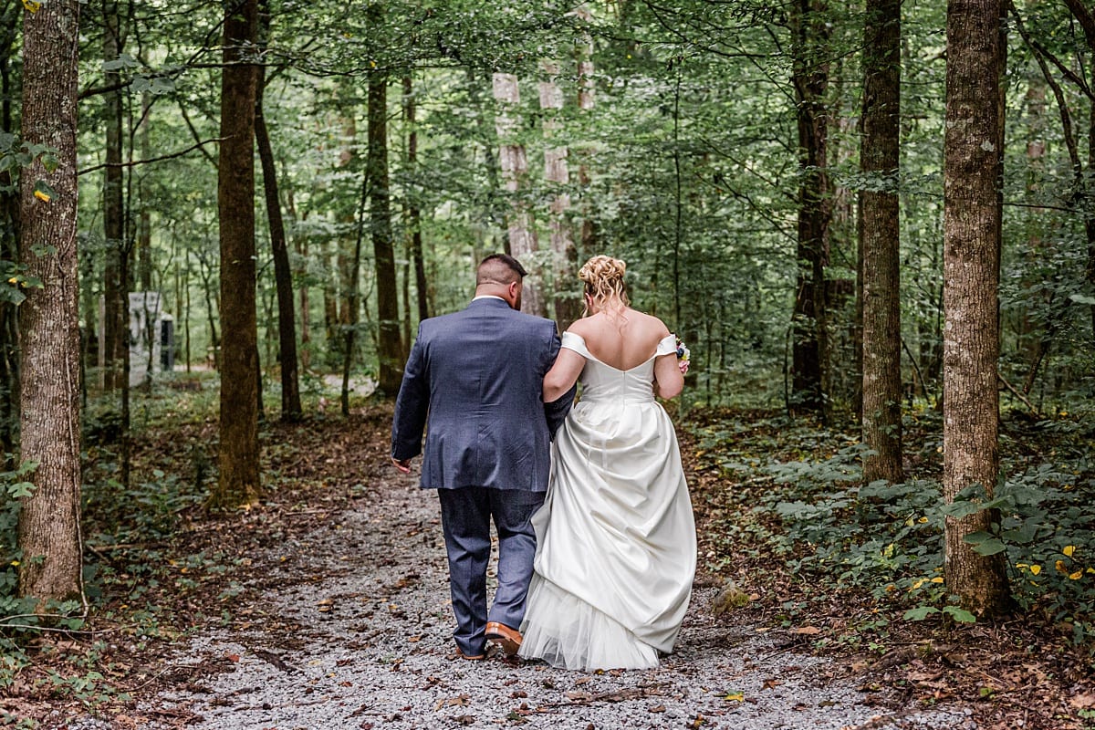Bride and Groom on Forest Path