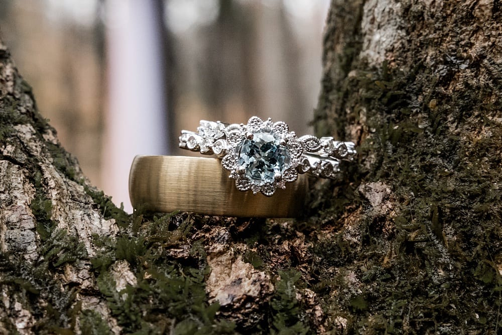 wedding rings blue stone