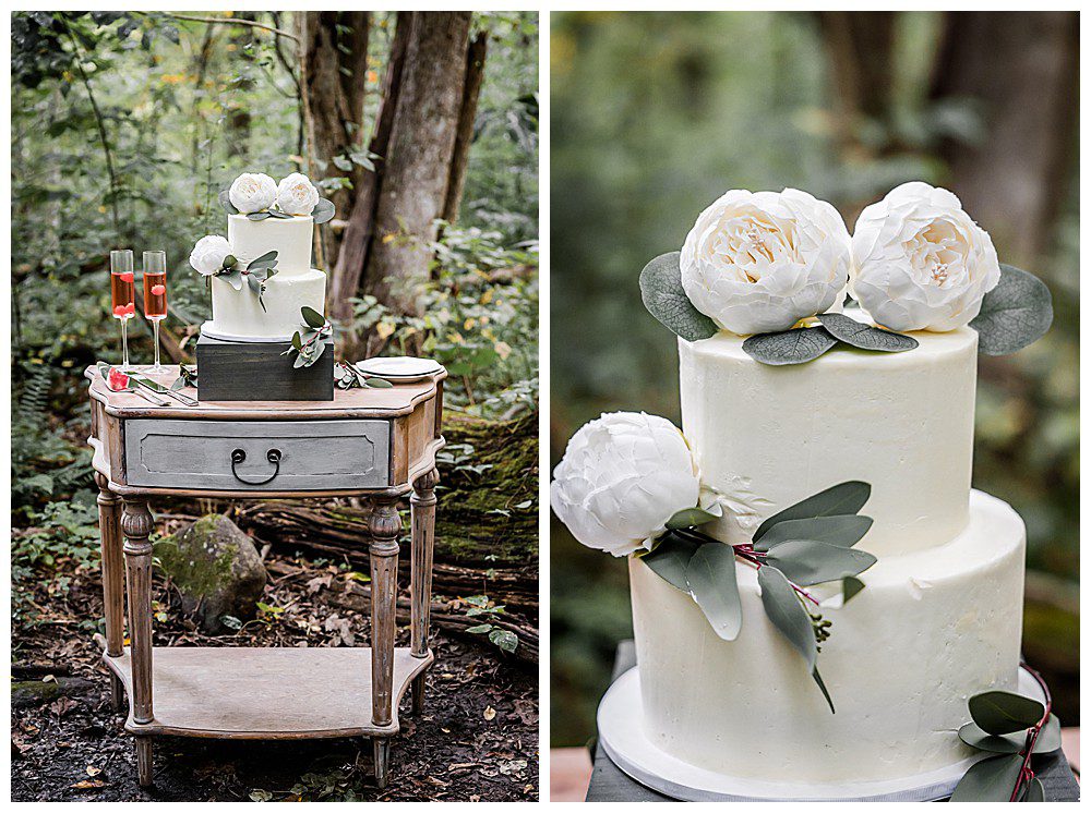 Wedding cake in the woods