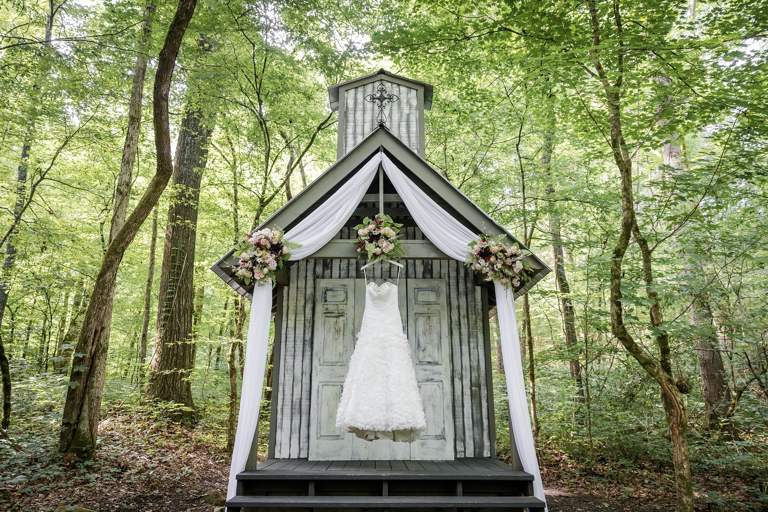 dress on wedding chapel
