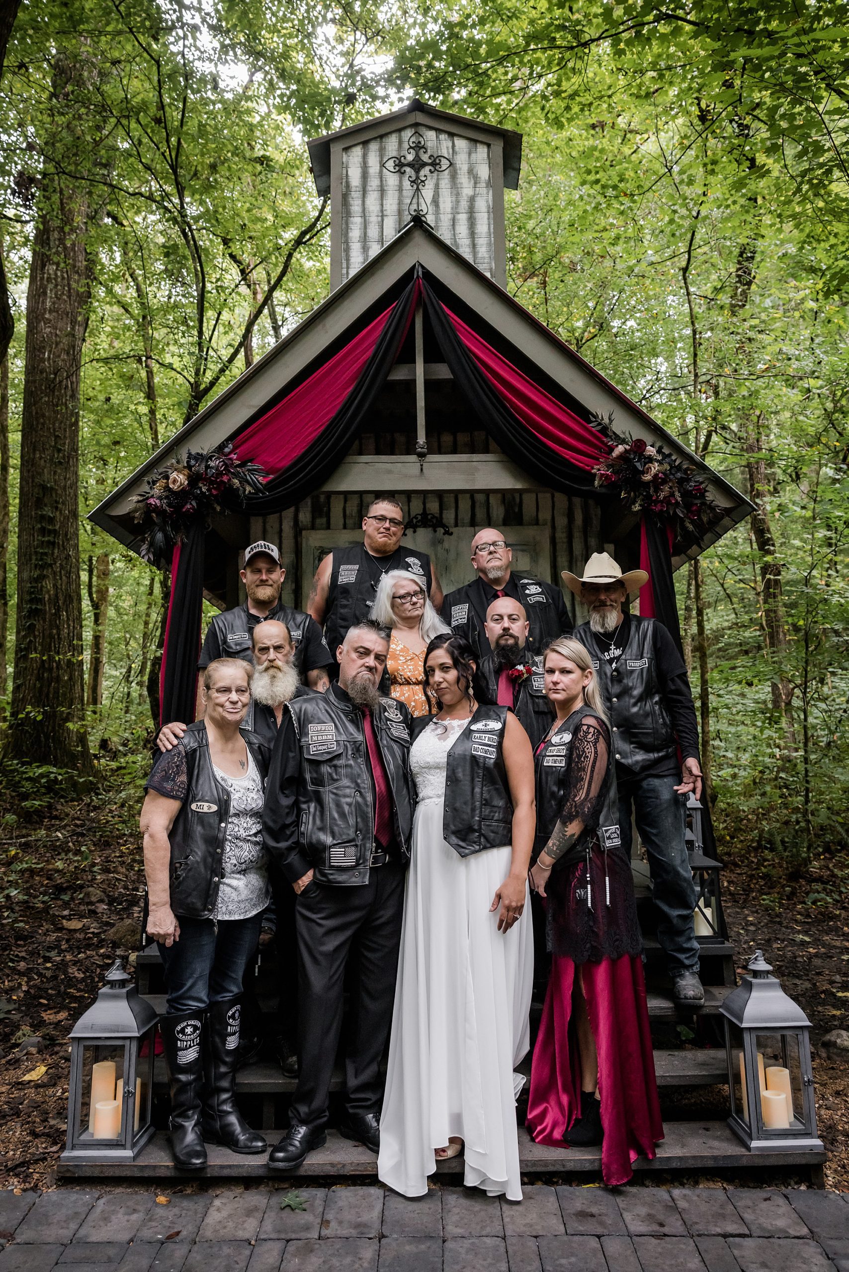 Edgy Motorcycle Club Wedding- Family Portrait