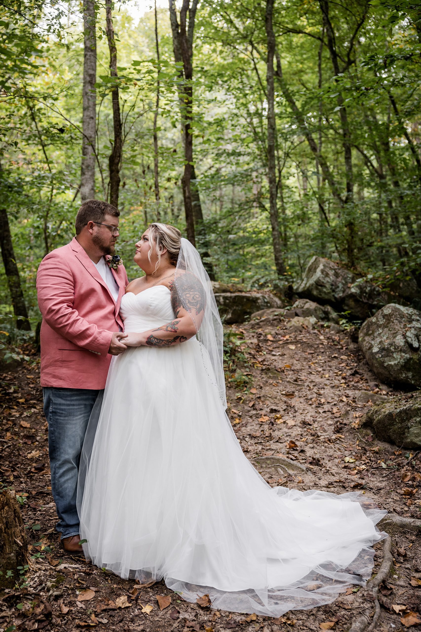 Mini Wedding in the Smokies- Bride and Groom Portrait