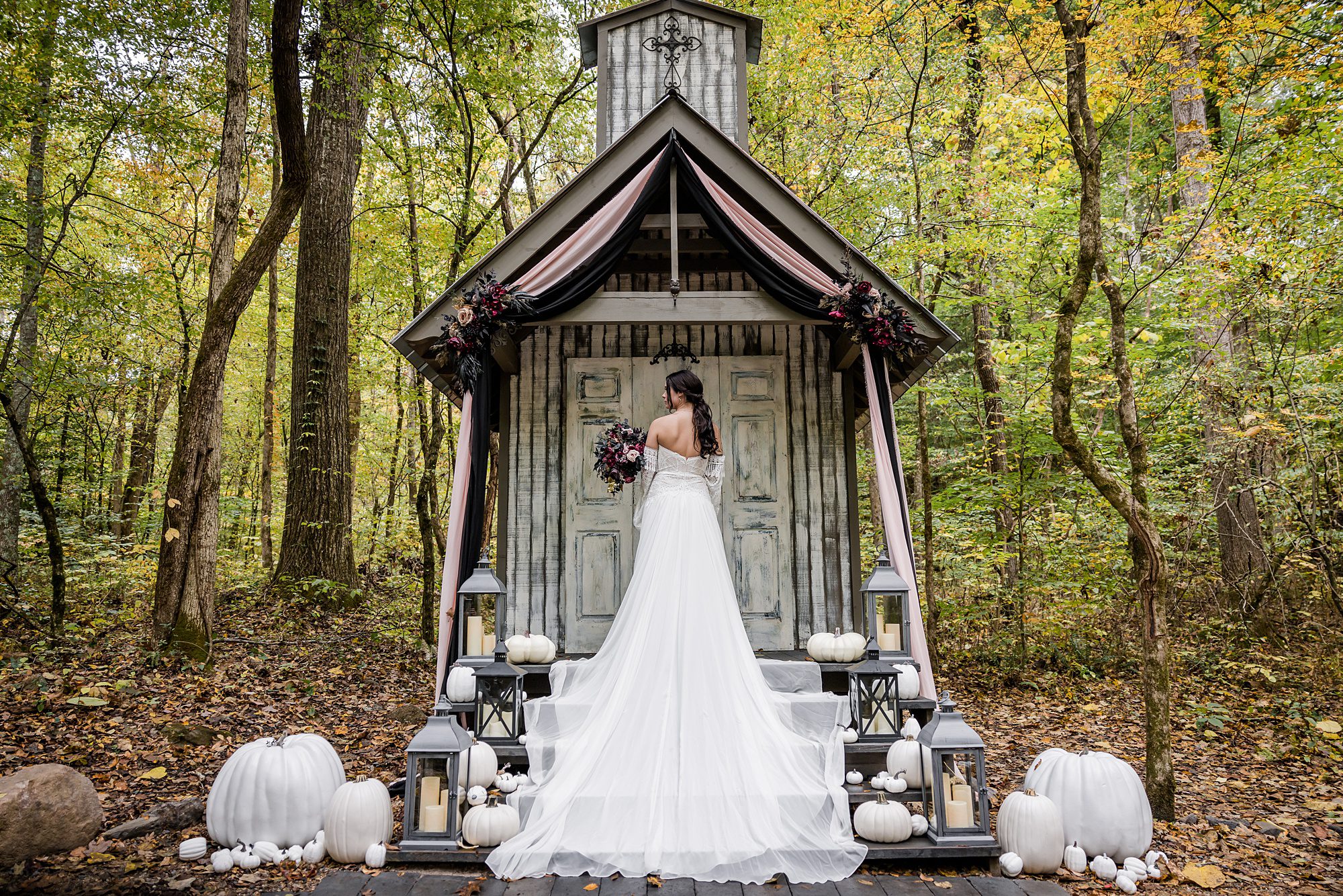 Bride Portrait with Pumpkins