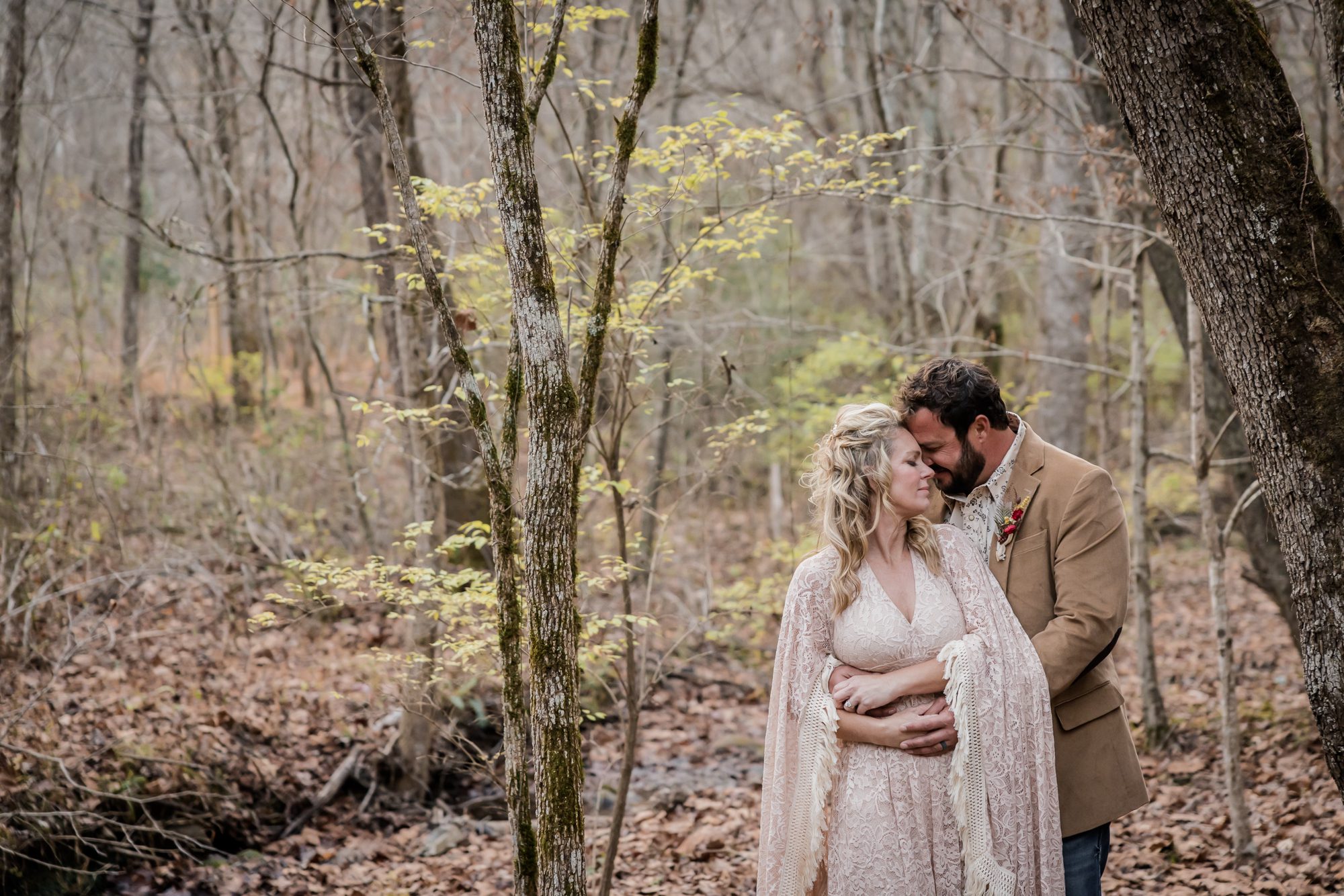 Woodsy Bride and Groom Portrait