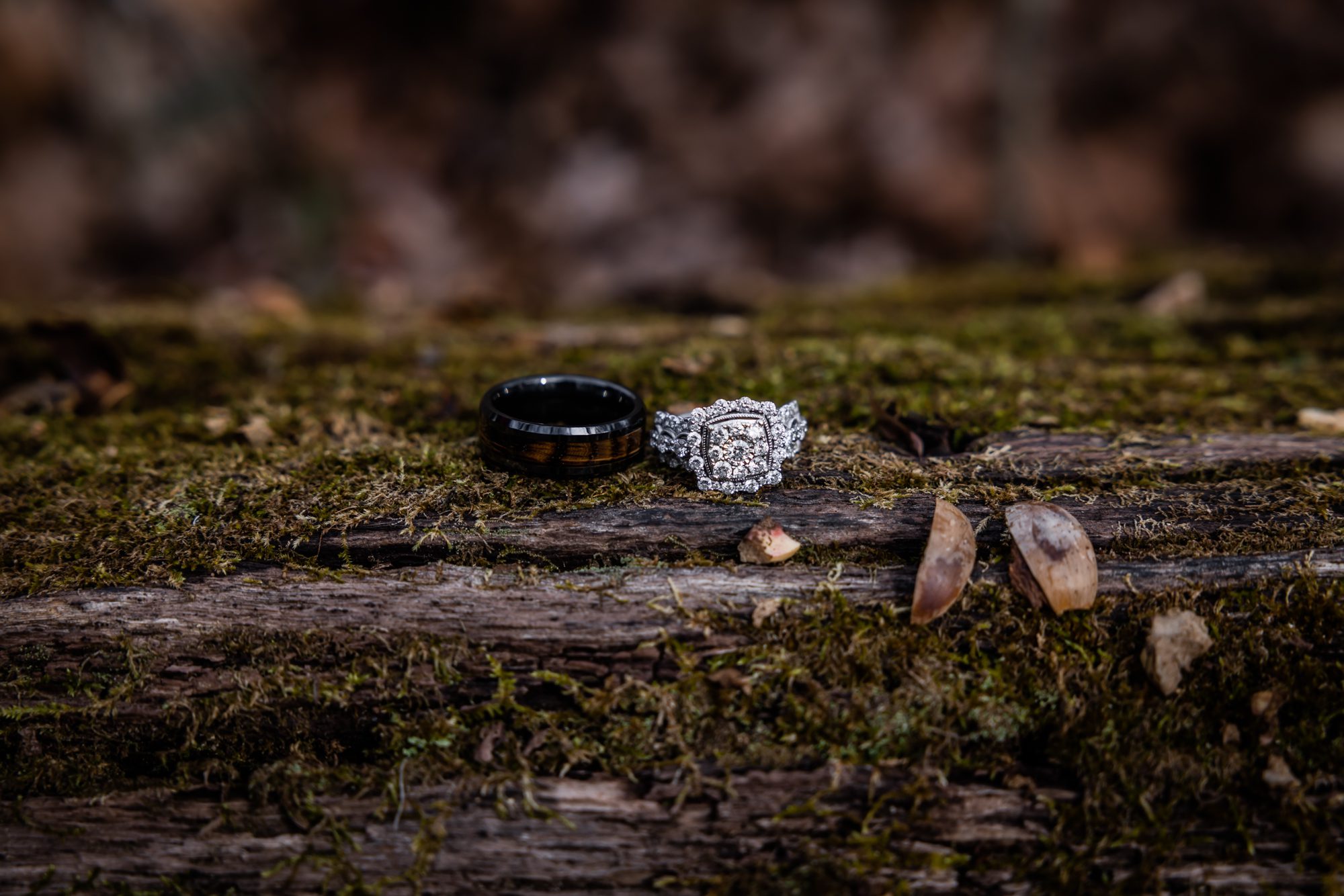 Wedding Rings Mossy Log