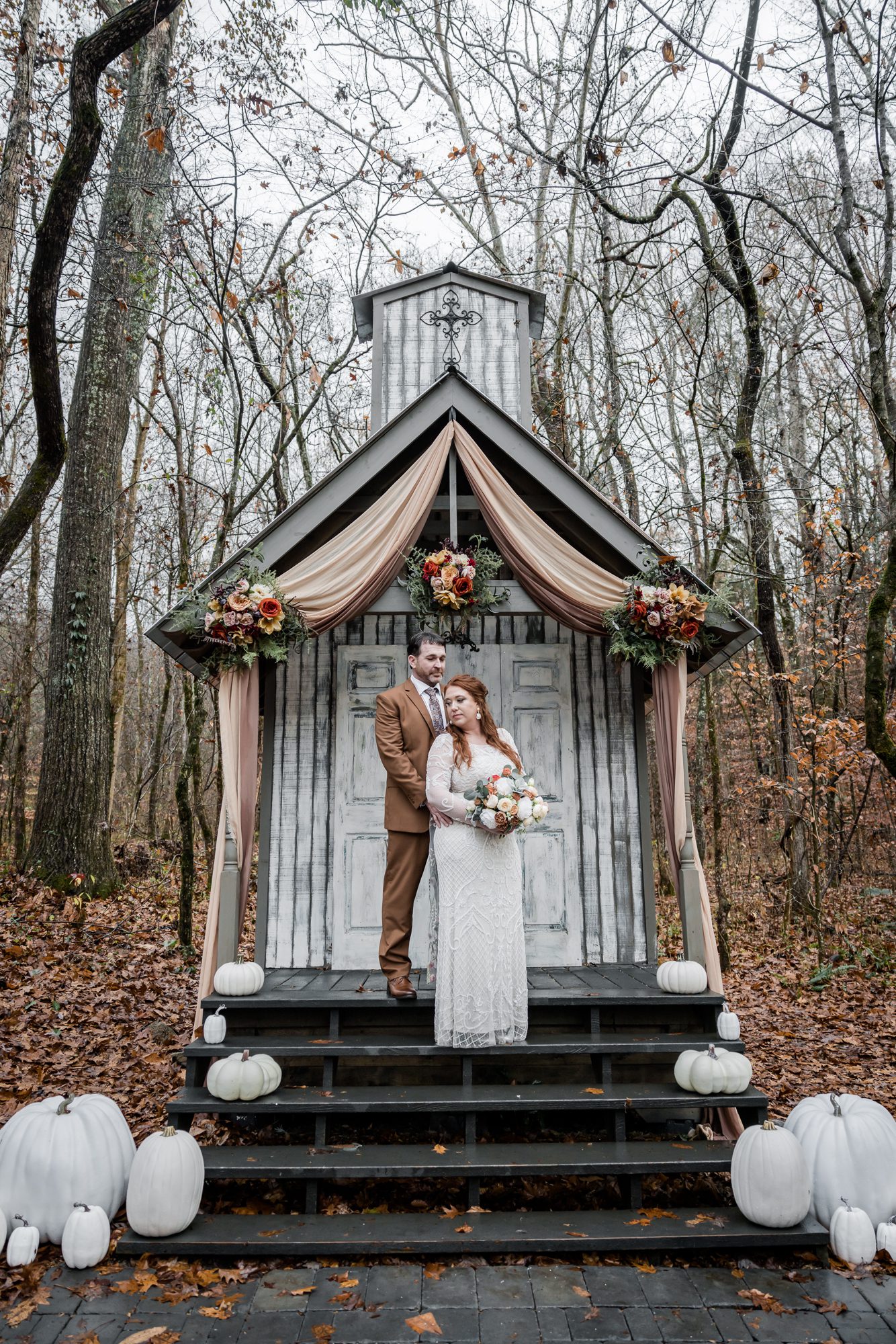 Outdoor bride and groom portrait