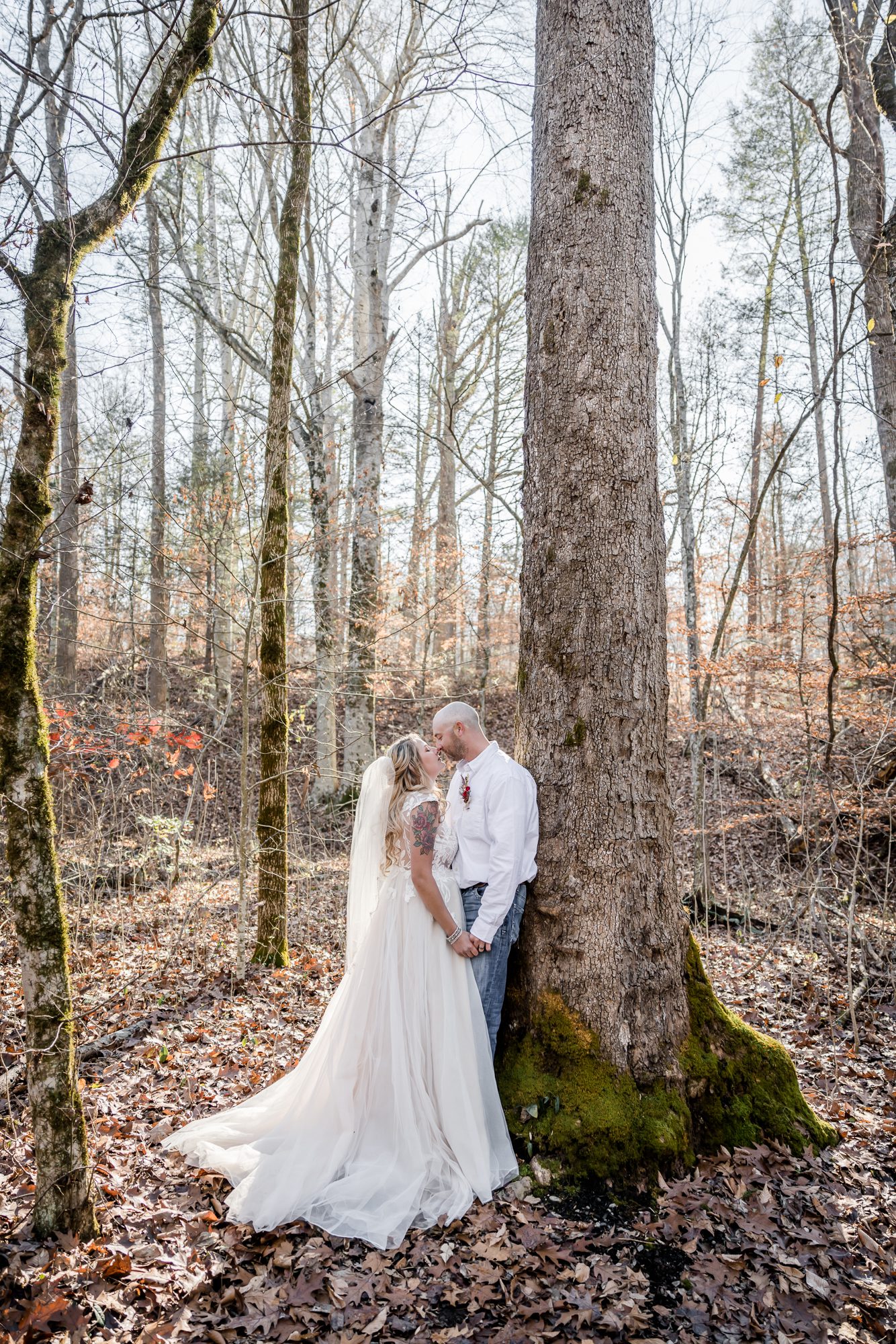 Woodsy Bride and Groom Portrait