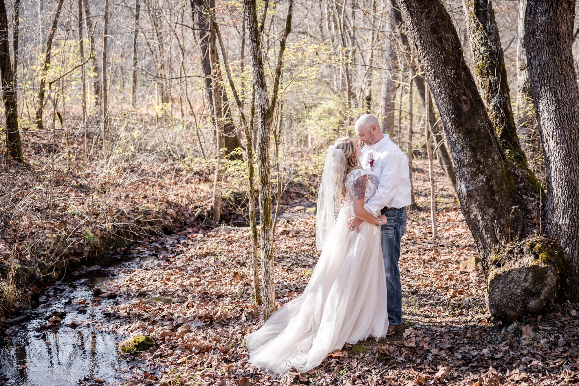 Creekside Bride and Groom Portrait