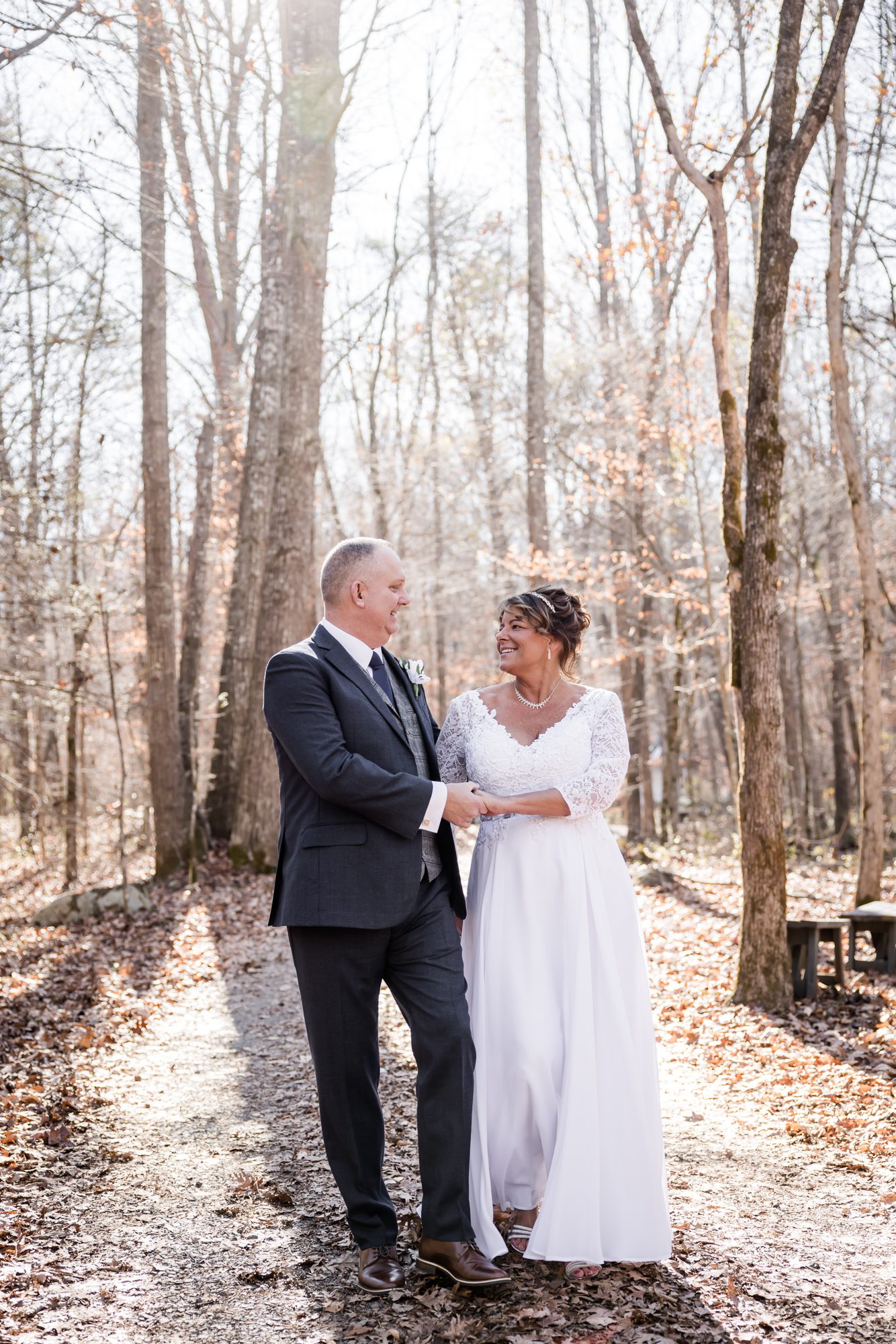 Woodsy Bride and Groom Portrait