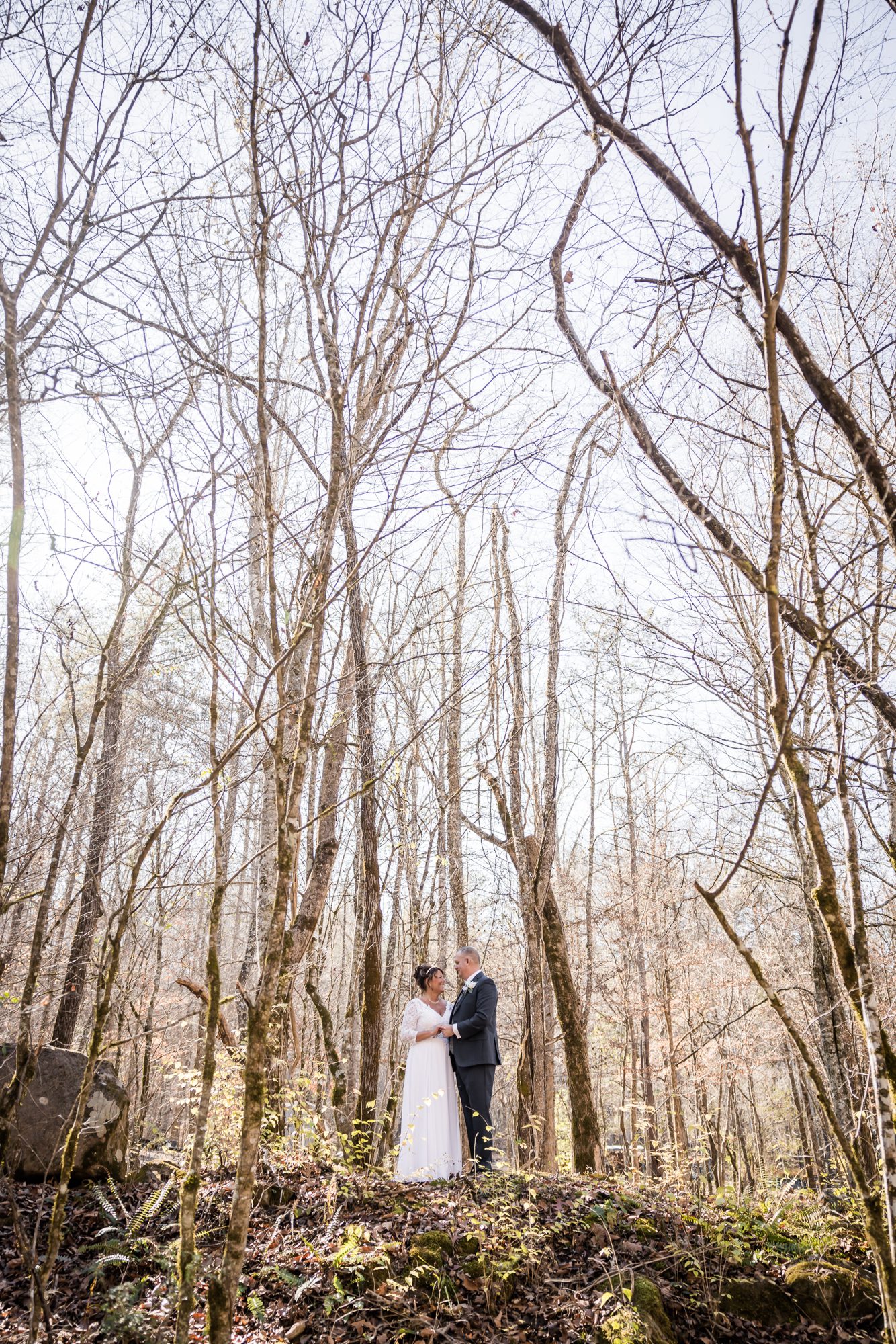 Woodsy Bride and Groom Portrait