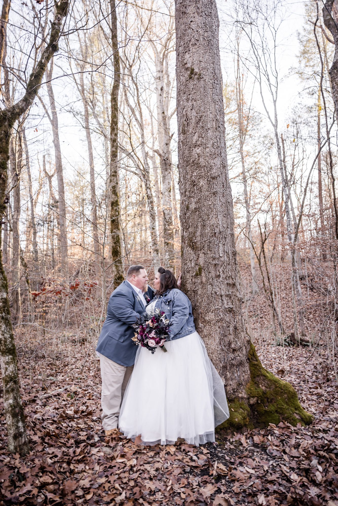 Fall Woodsy Bride and Groom Portrait