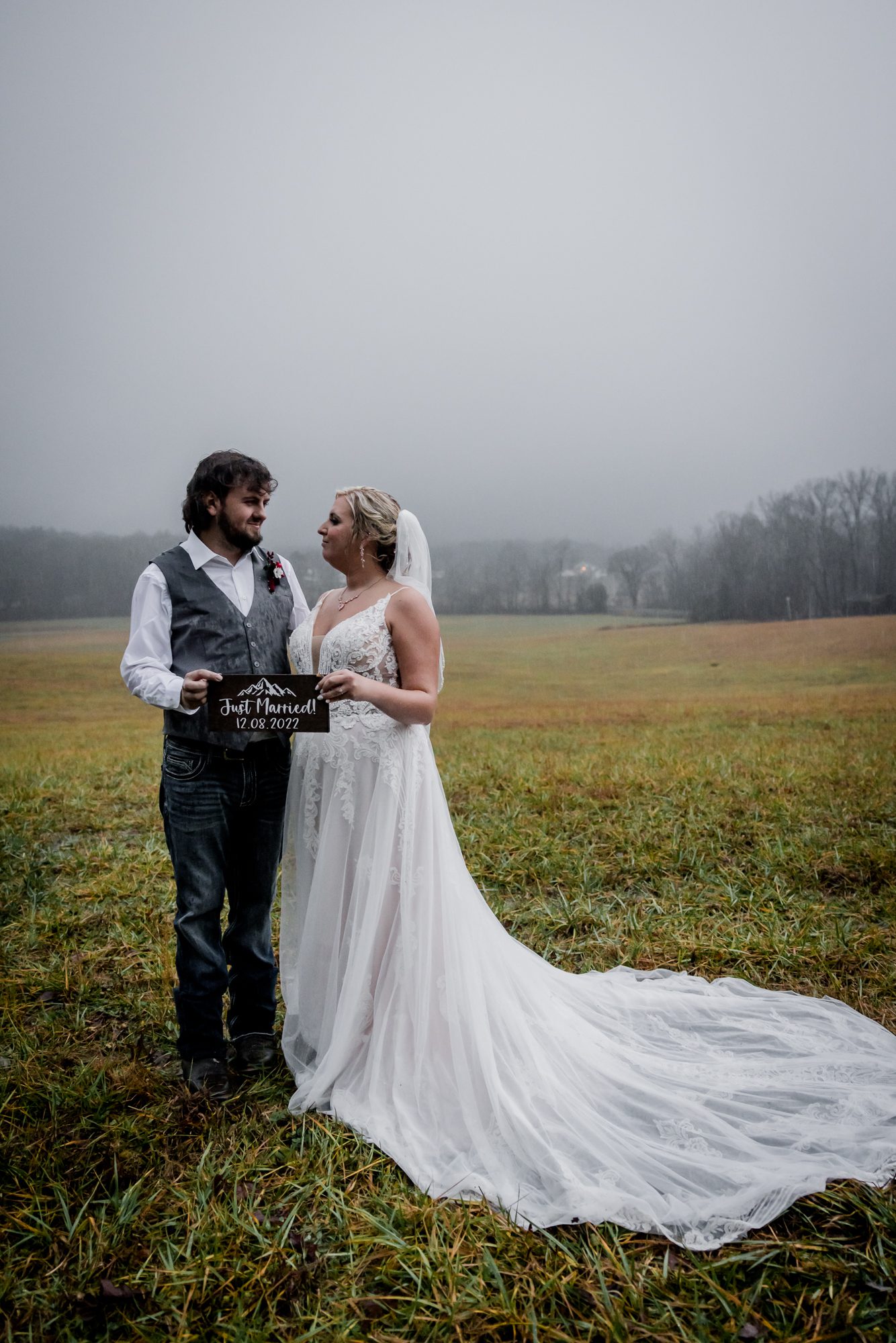Misty Mountain Bride and Groom Portrait