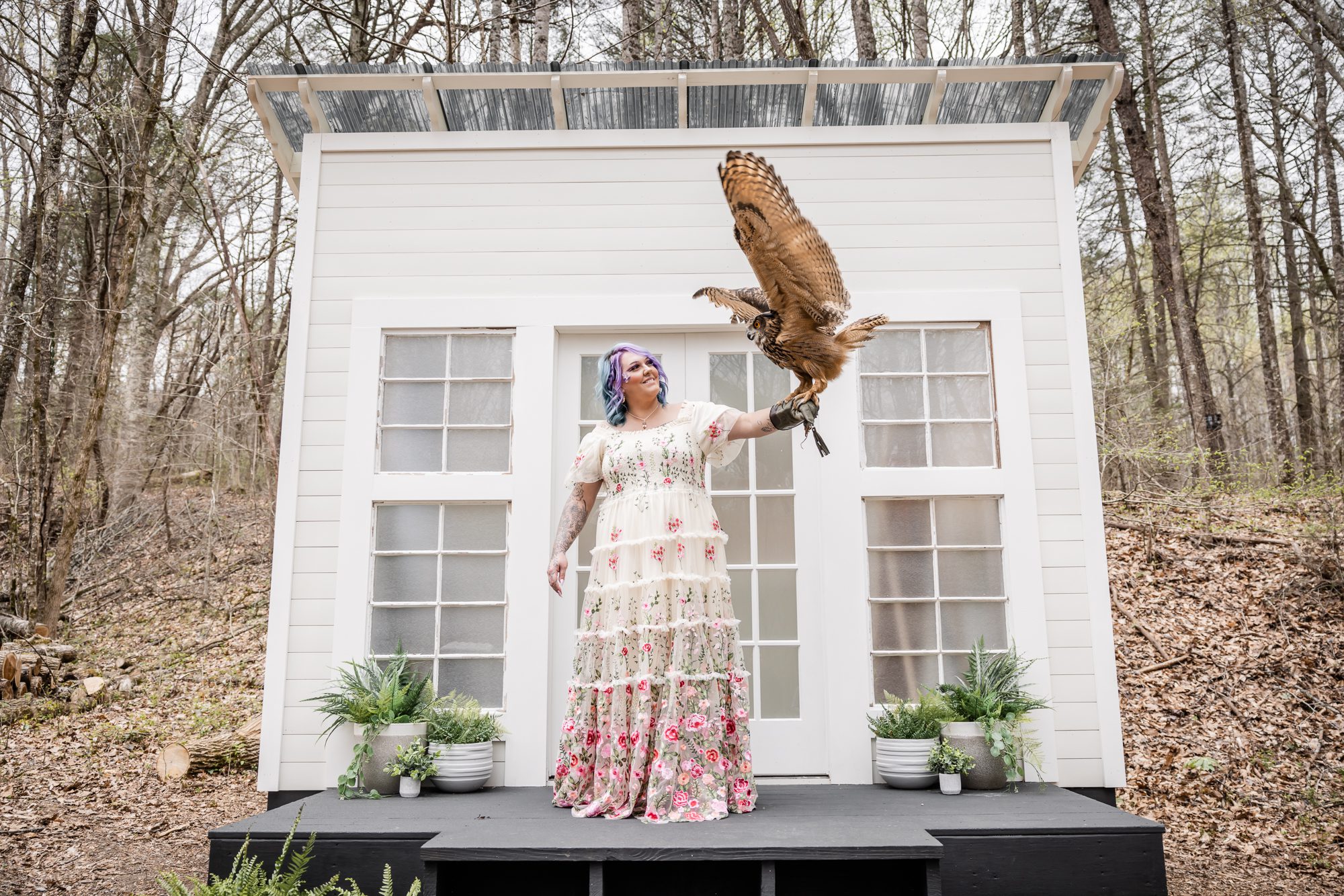Spring bride and Owl Portrait
