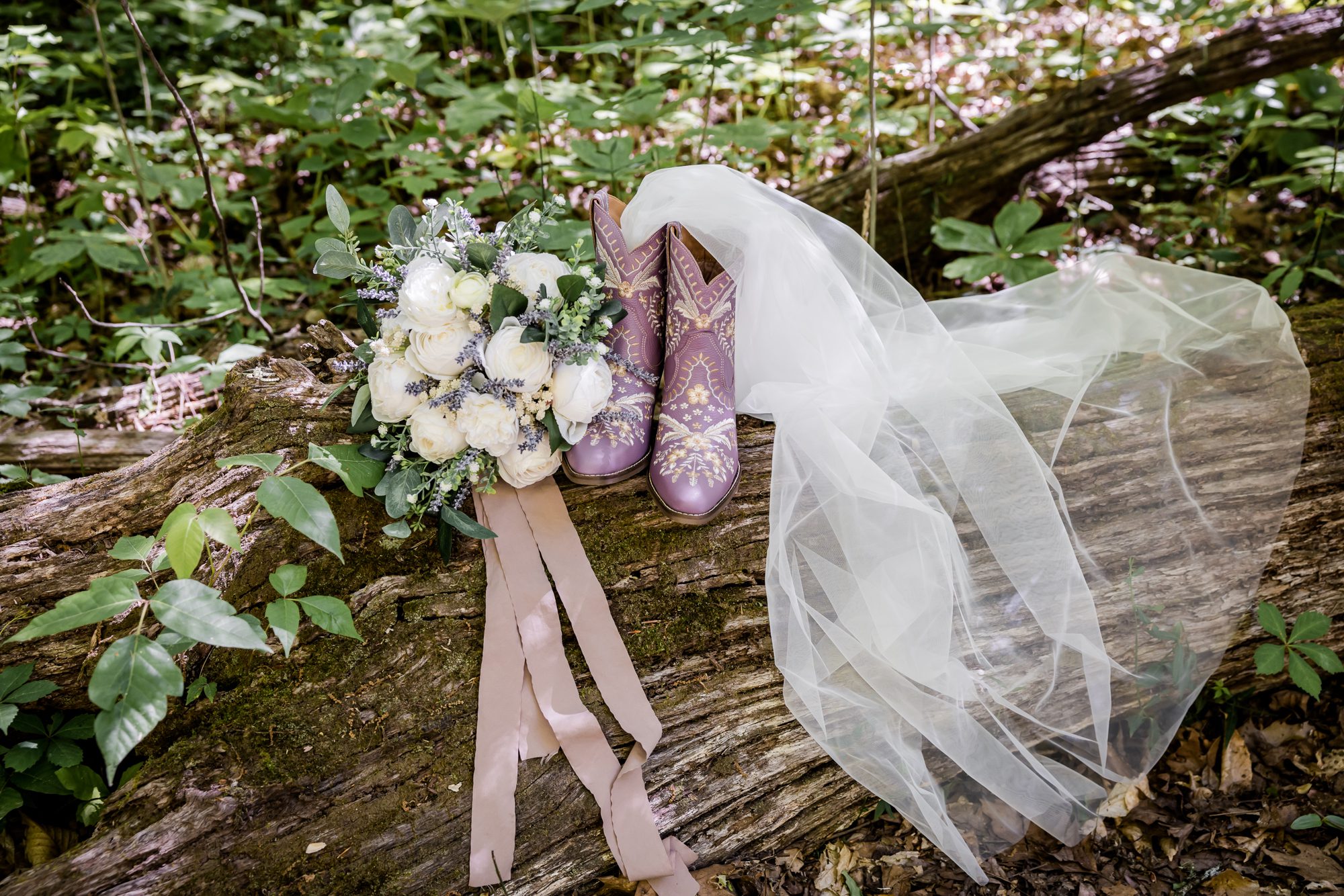 Lavender Boots and Bouquet 