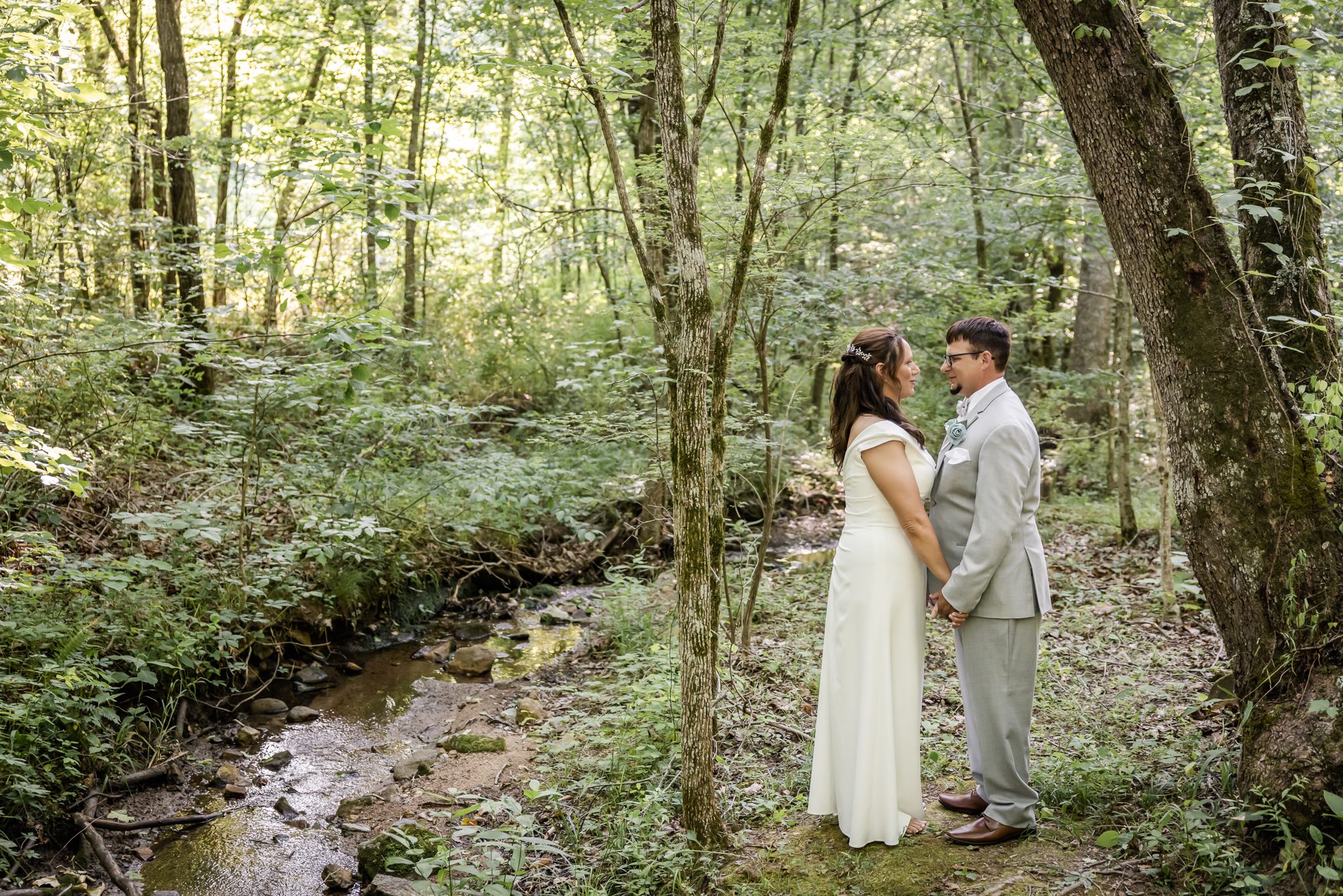 Creekside wedding portrait