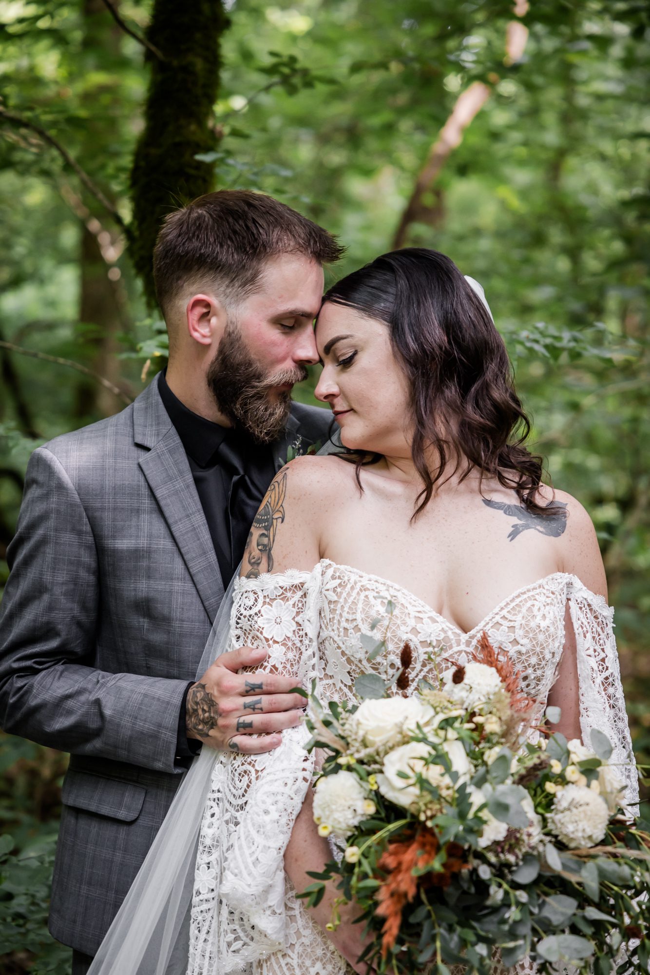 Summer bride and groom portrait
