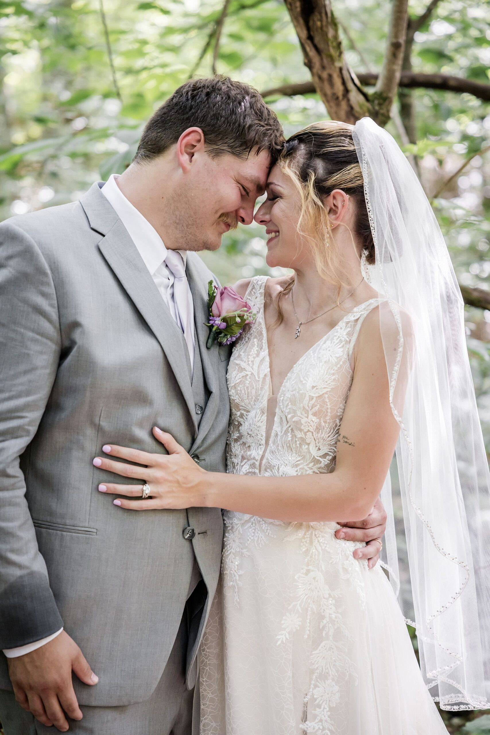 Woodsy Bride and Groom Portrait