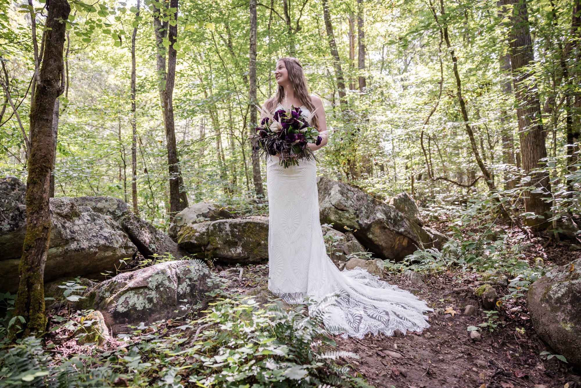 Woodsy Rocks Bride Portrait