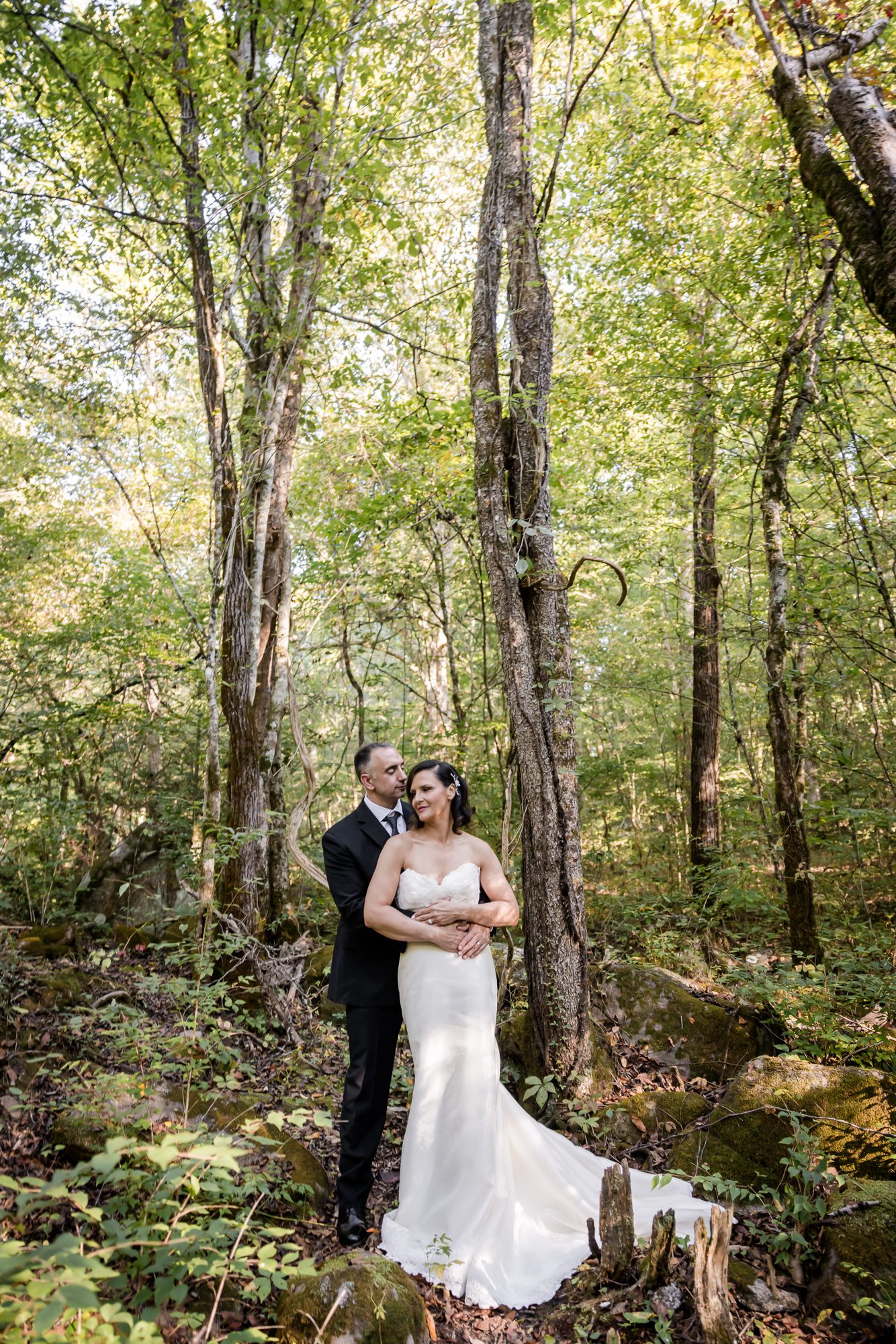 Woodsy Bride and Groom Portrait
