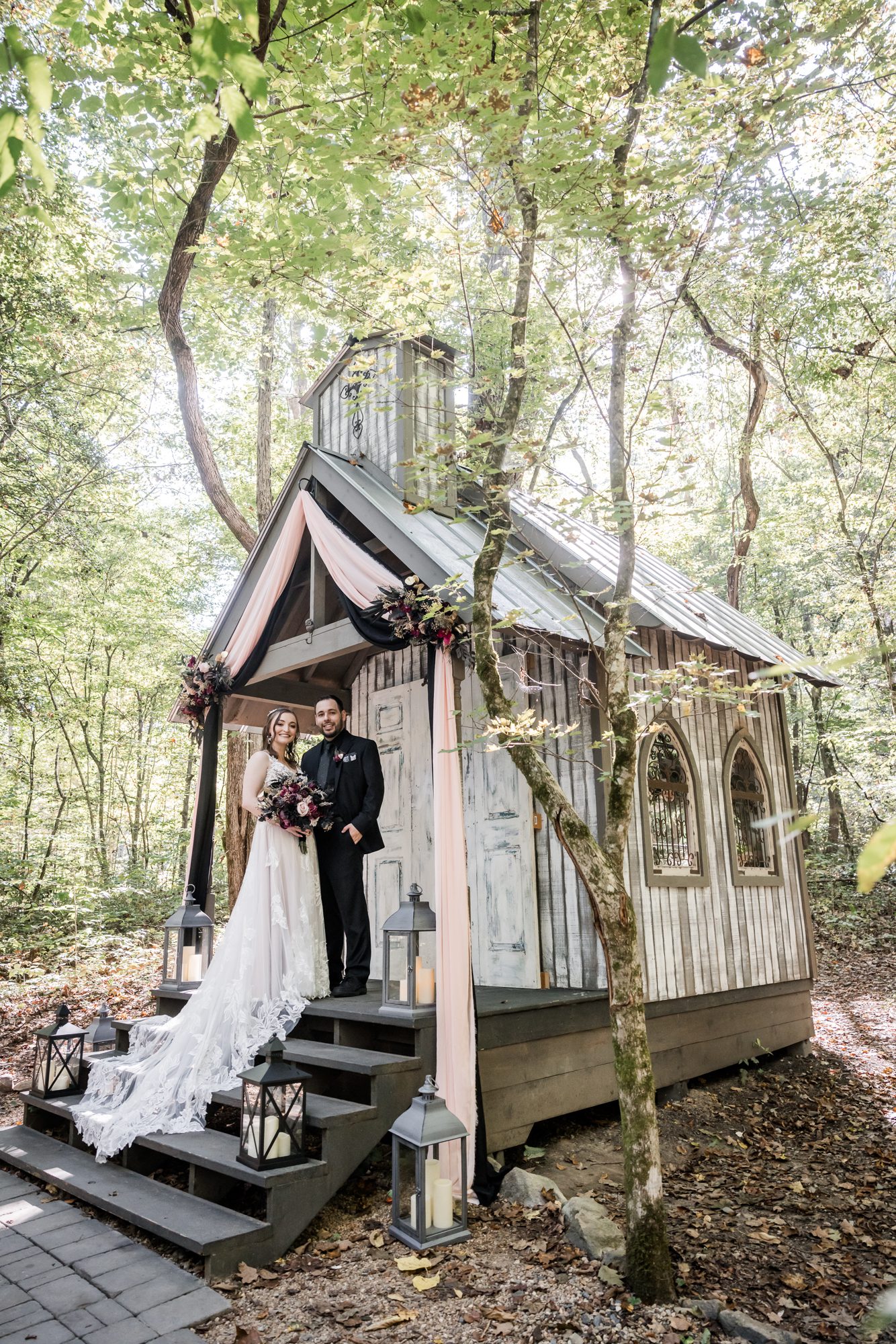 Fall bride and groom portrait