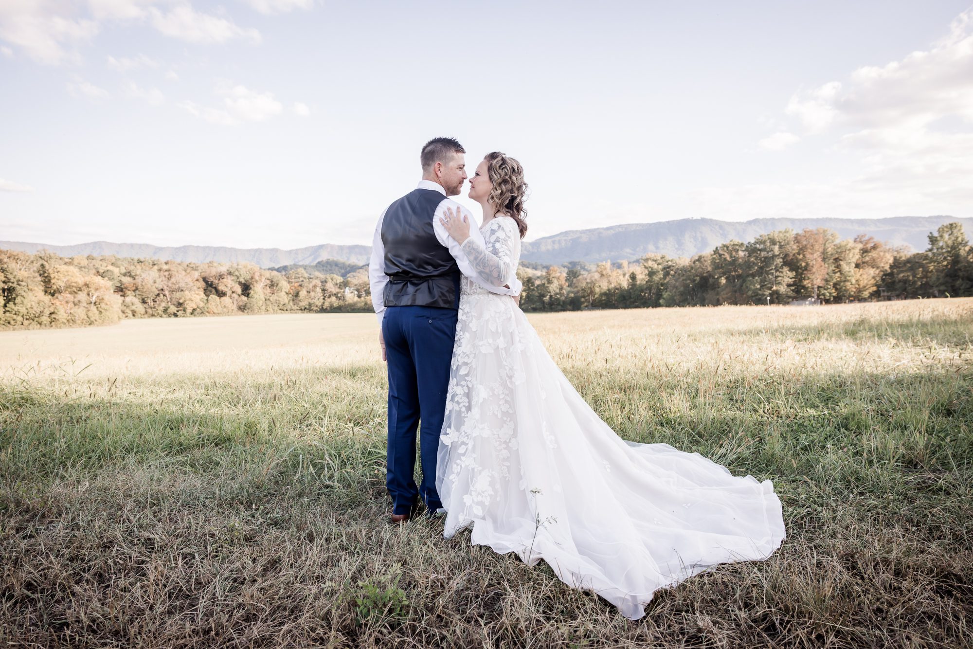 outdoor bride and groom portrait