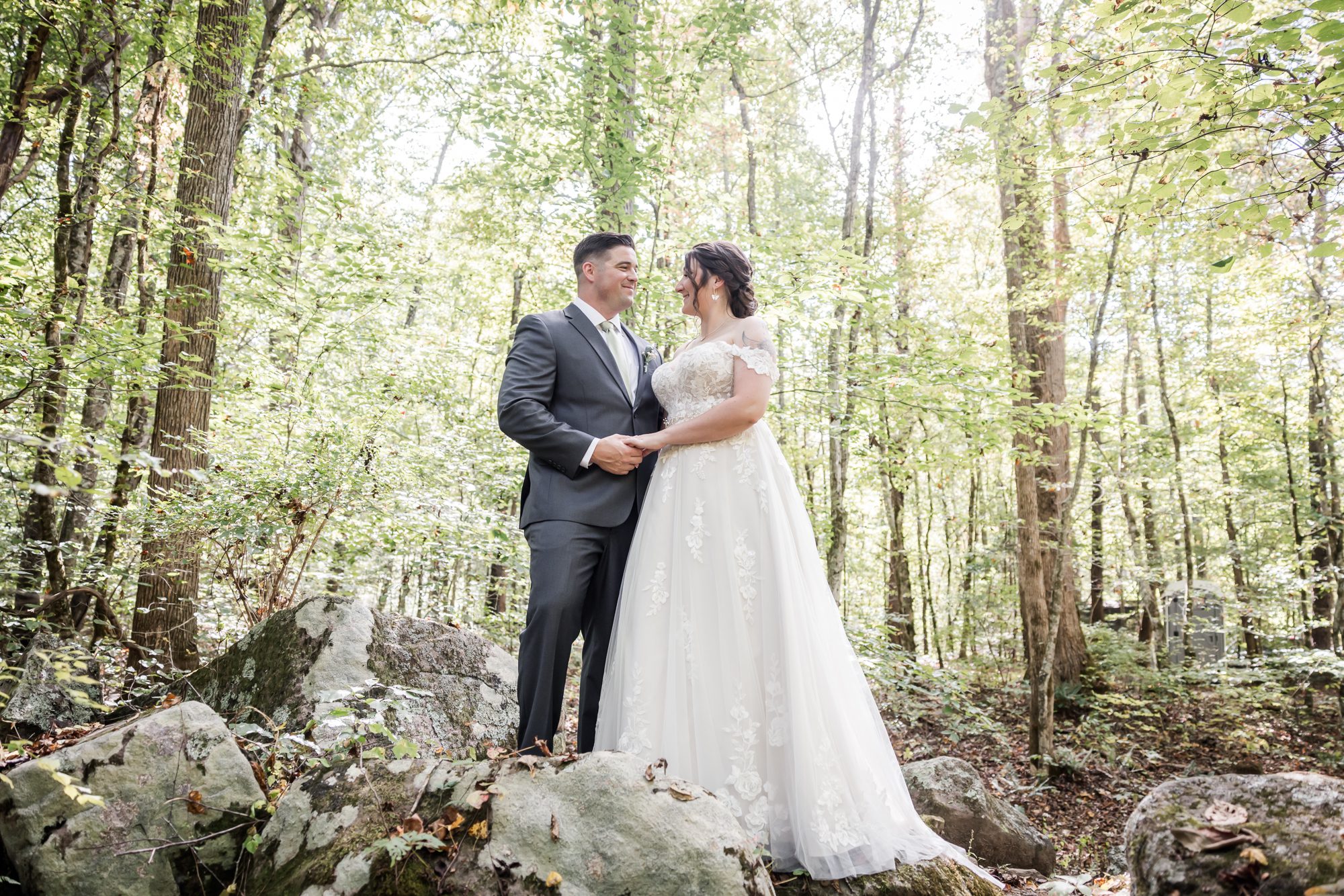 Wooden wedding bride and groom portrait