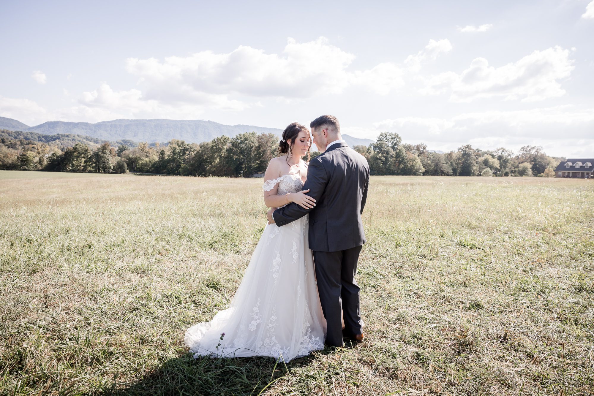 Outdoor bride and groom portrait