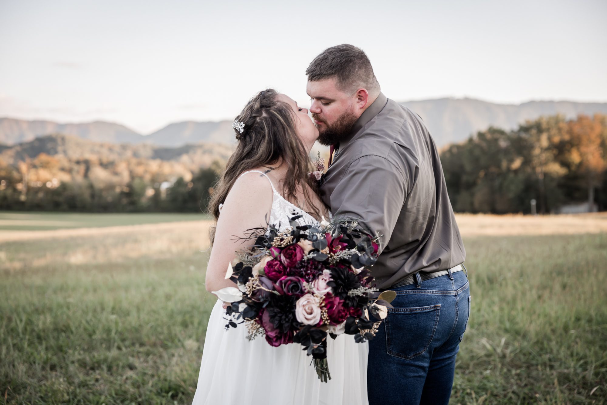 Intimate bride and groom portrait