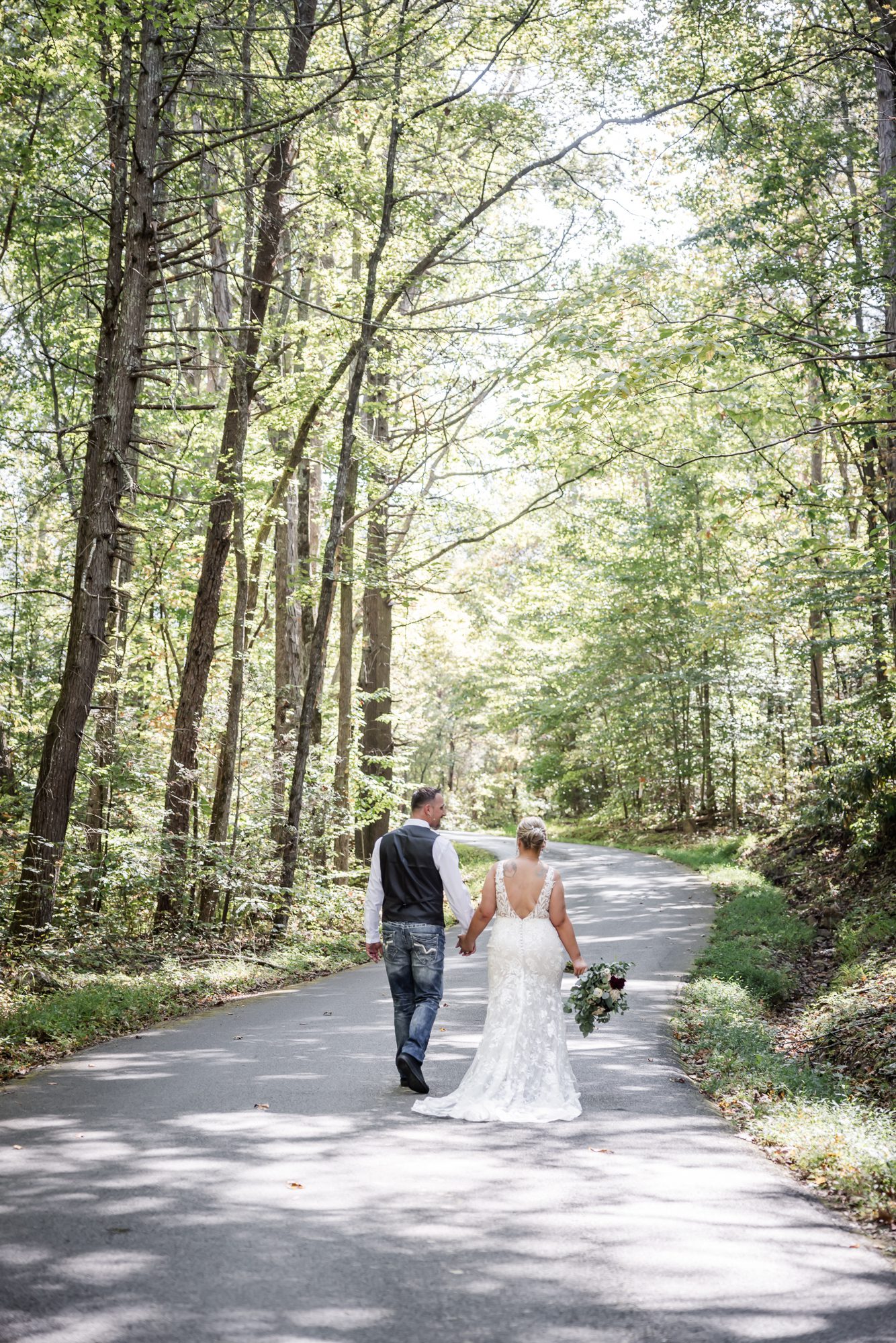 Forest bride and groom portrait