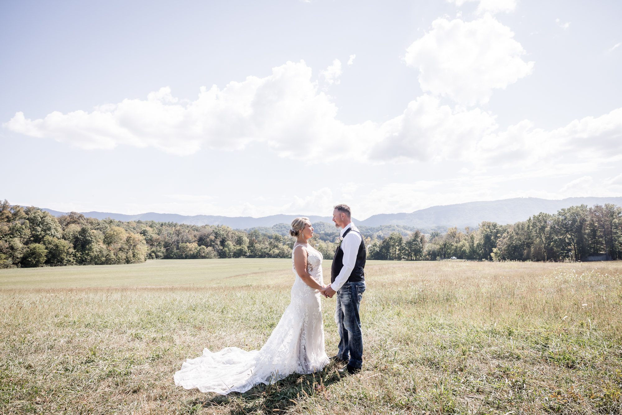 outdoor bride and groom portrait