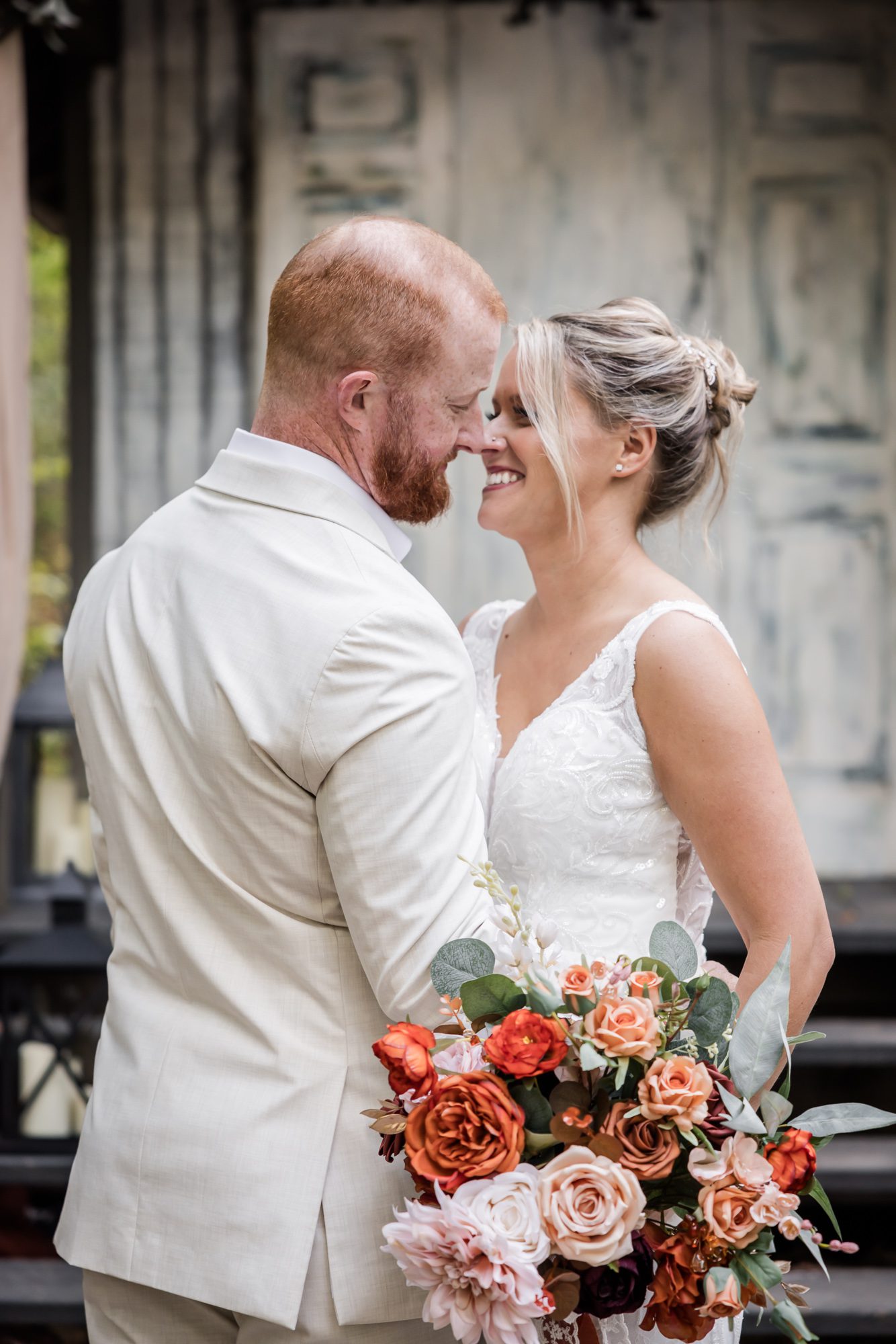 Fall bride and groom portrait