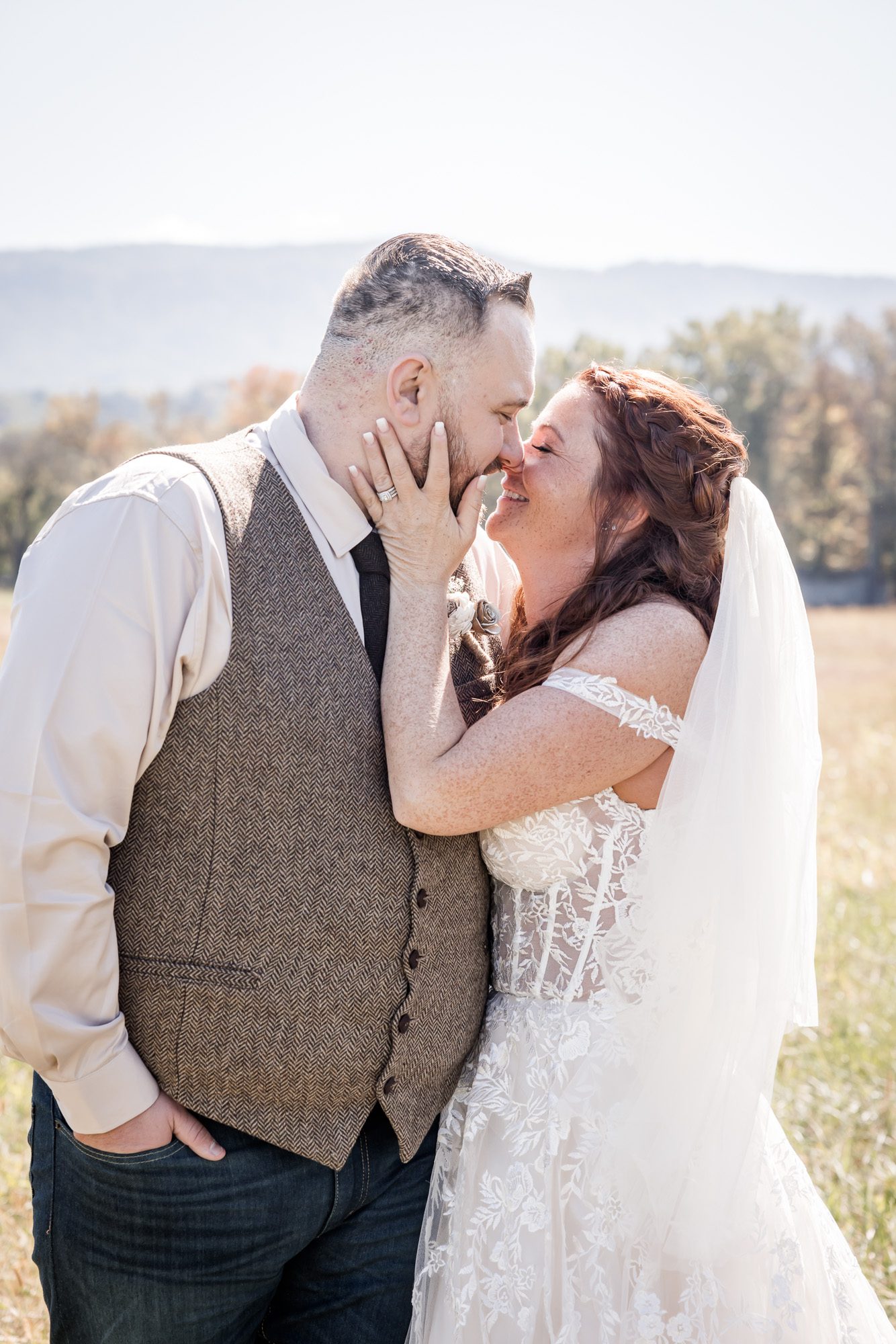 Mountain bride and groom portrait