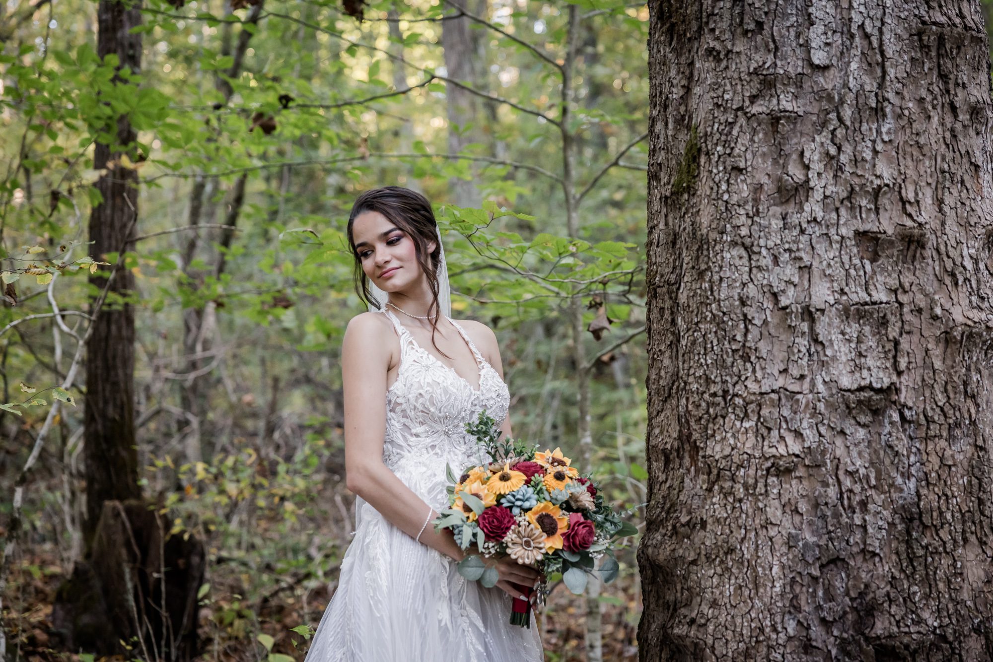 Woodsy bride portrait
