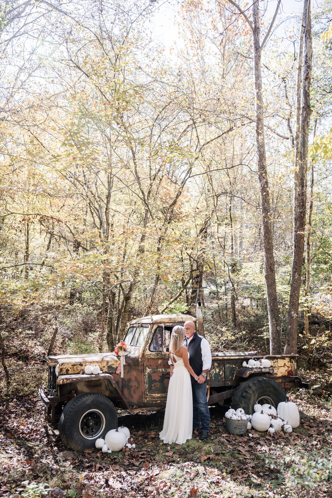 rustic fall bride and groom portrait