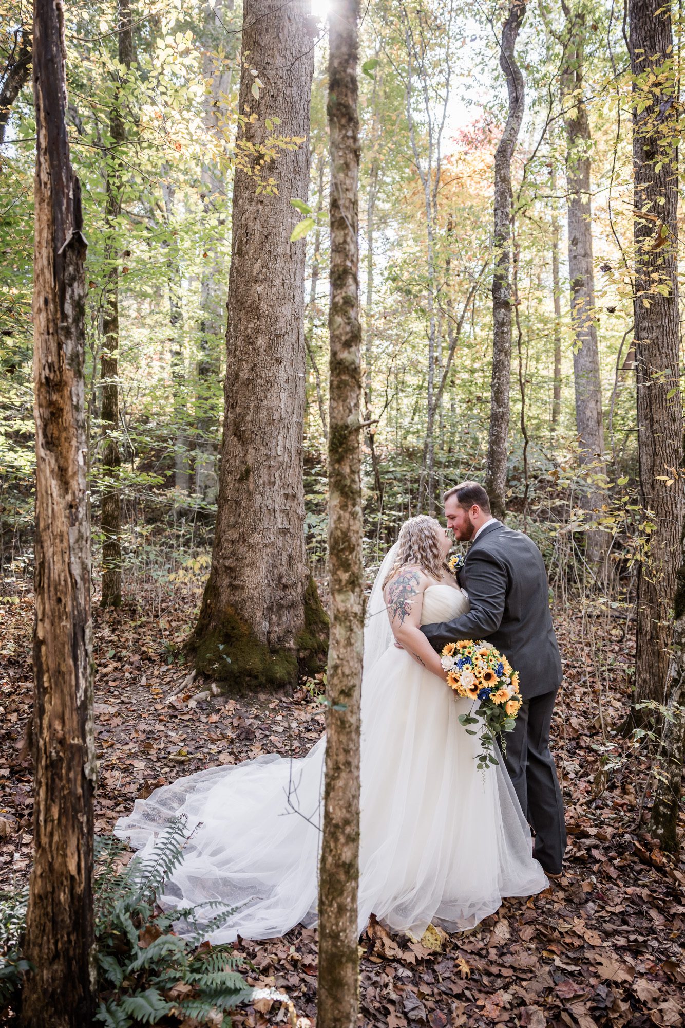 Woodsy Bride and groom portrait