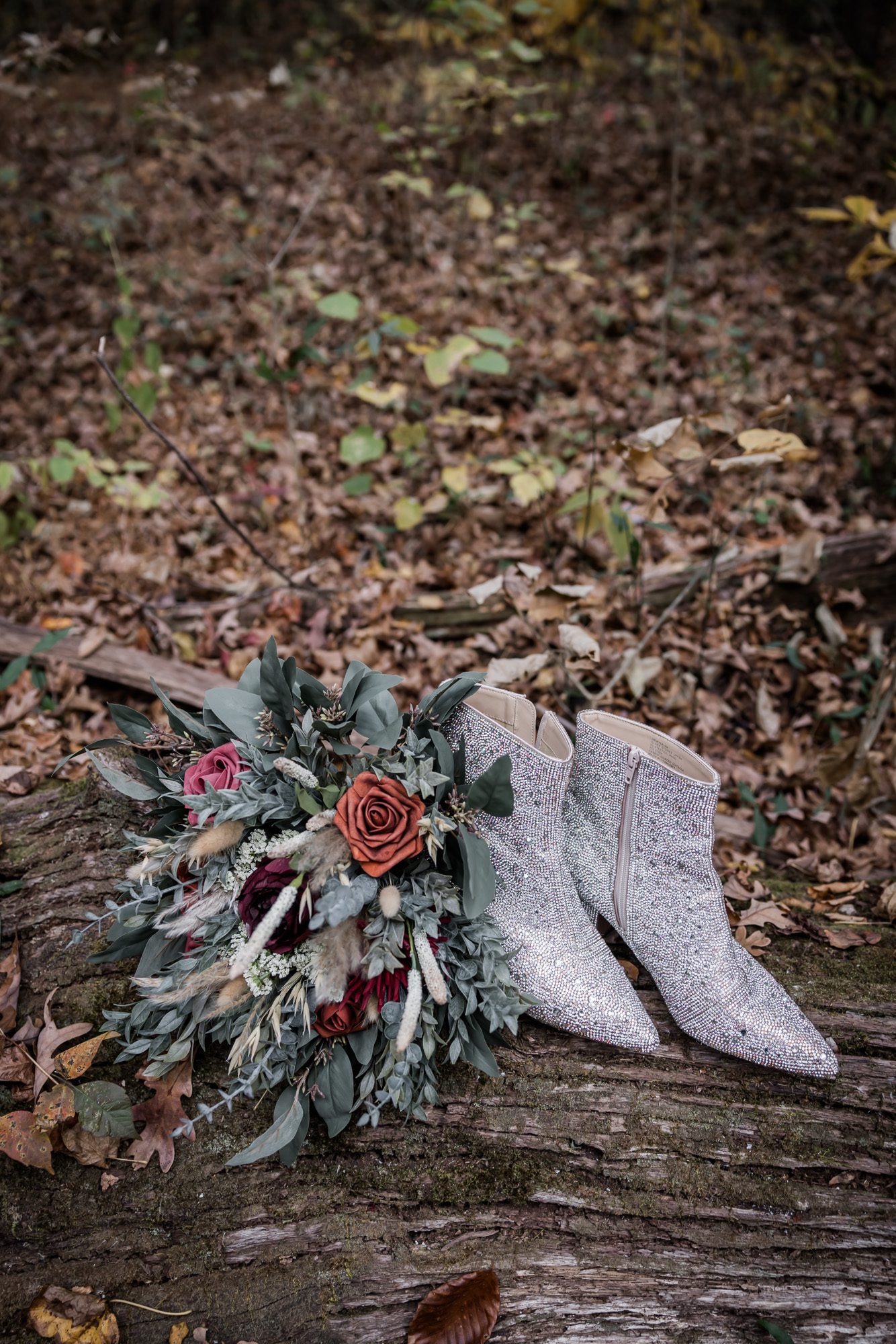Sparkling boots and bouquet