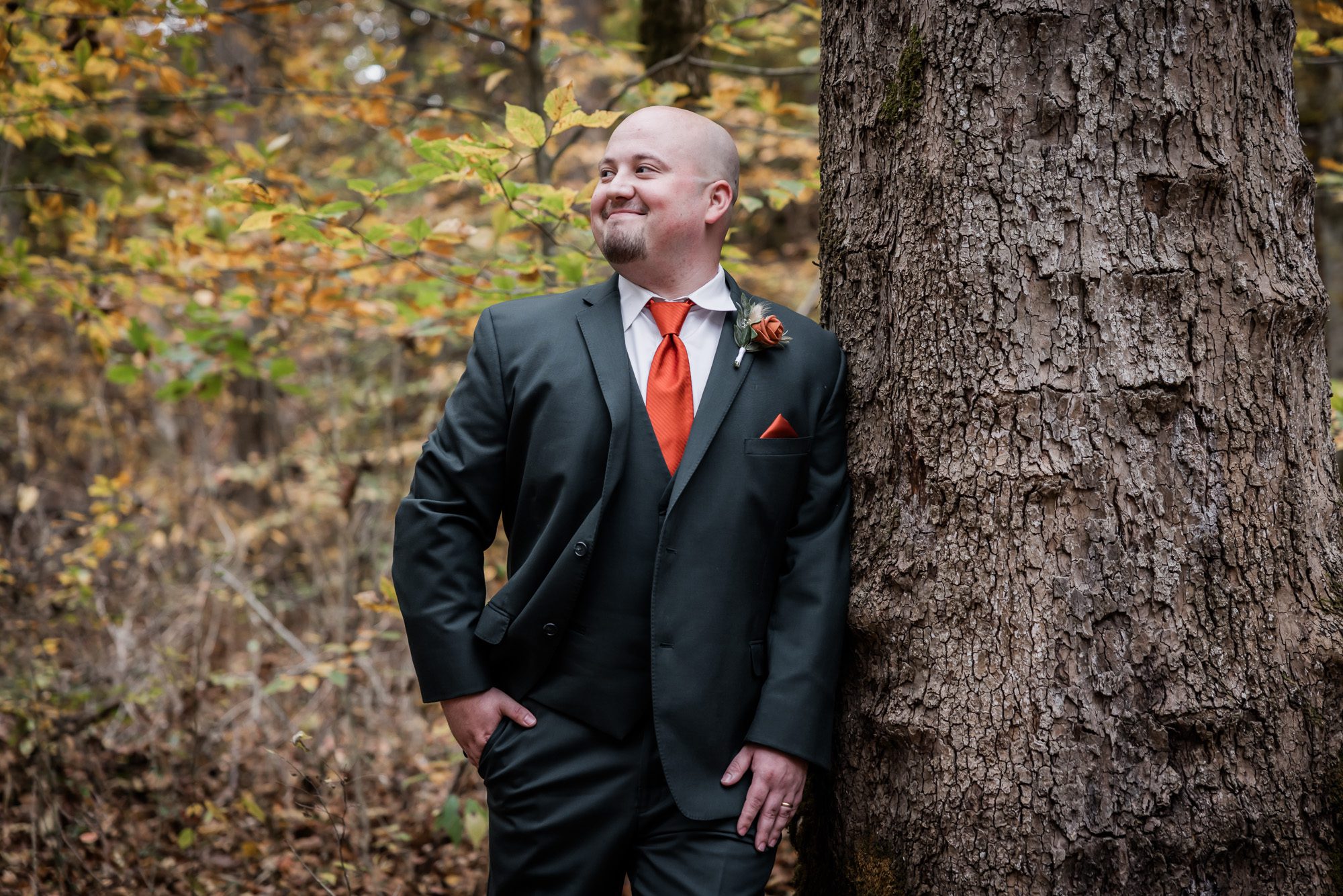 Forest groom portrait