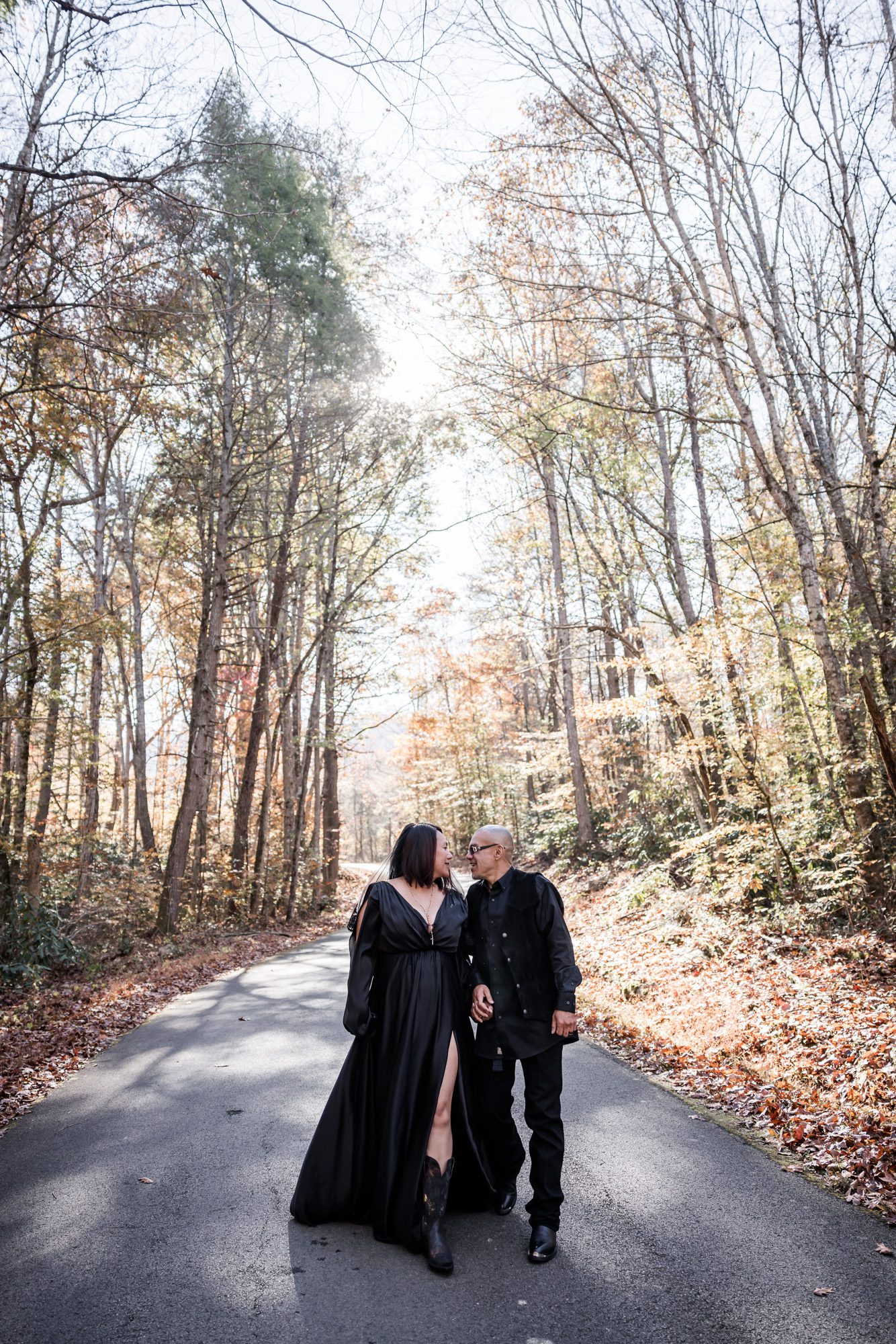 Fall bride and groom portrait