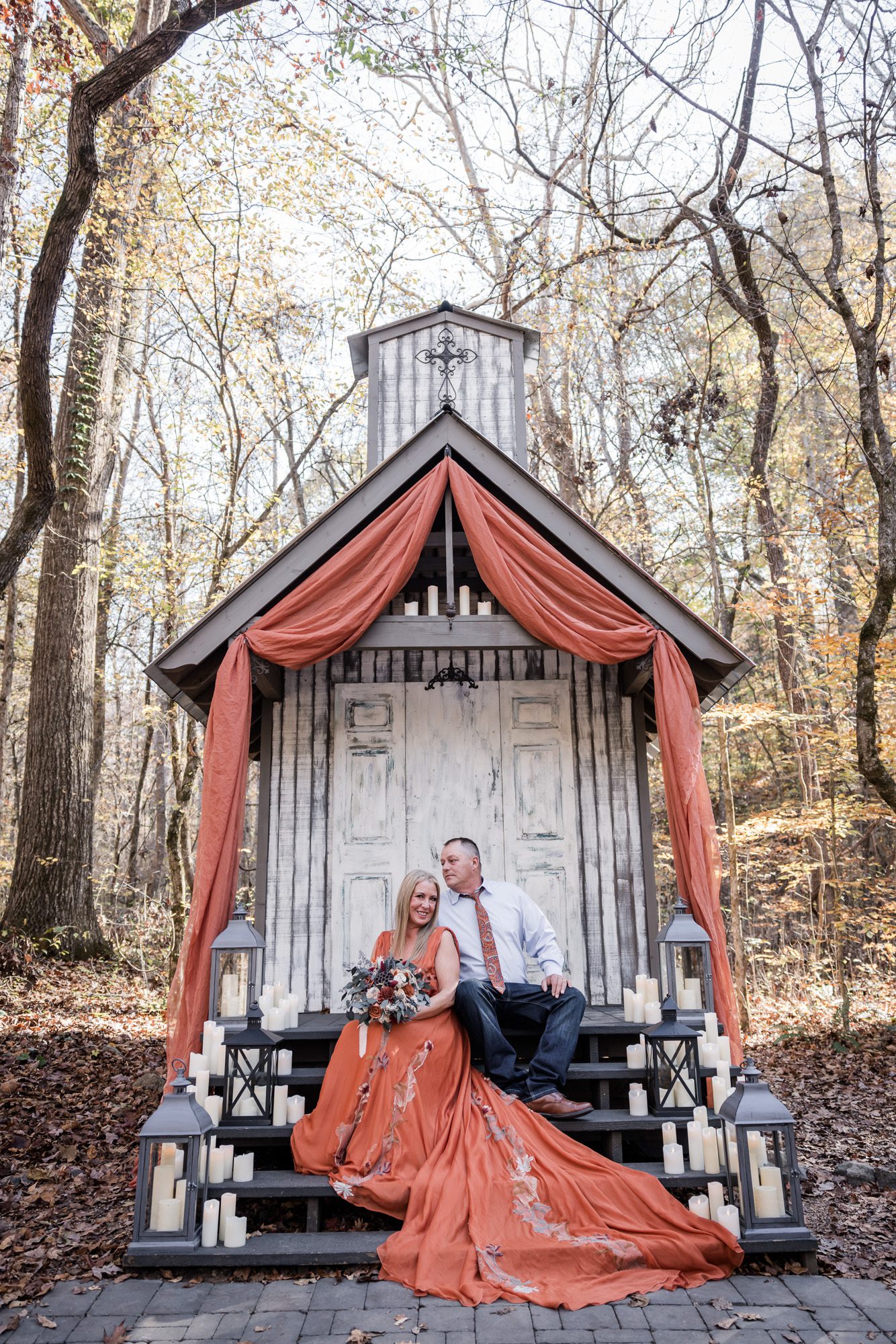 Fall bride and groom portrait