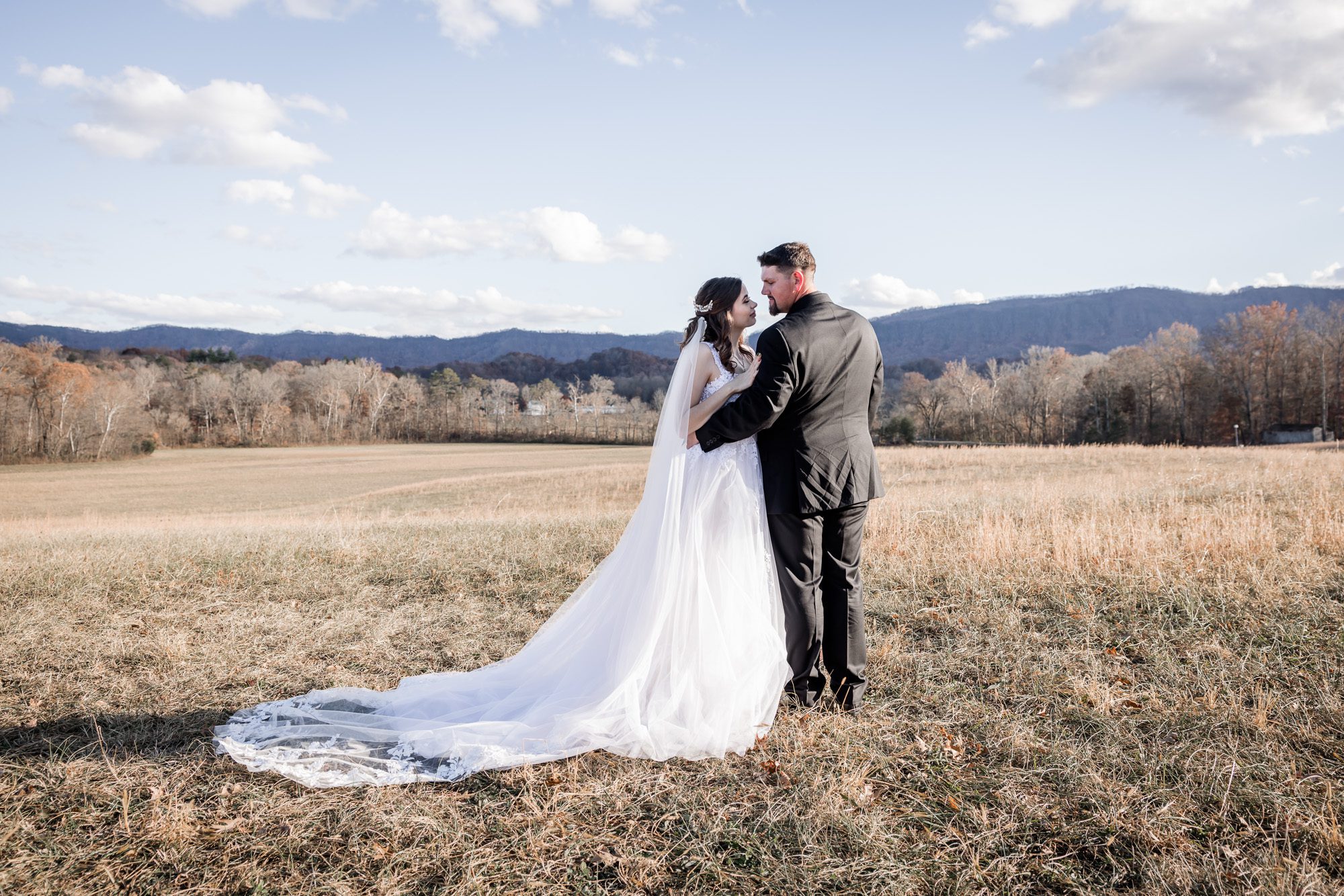 Smokey Mountain bride and groom portrait