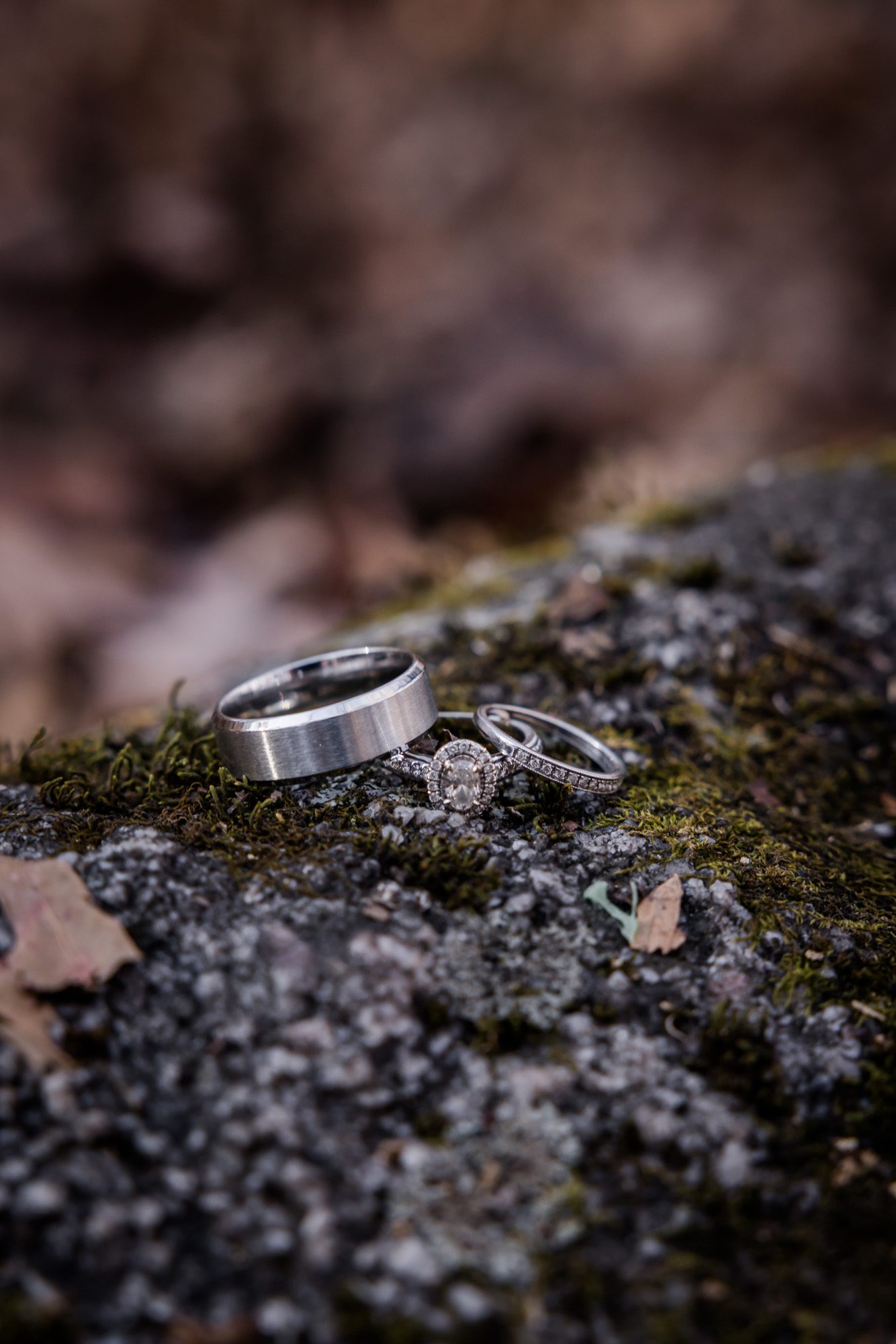 Wedding rings on stone