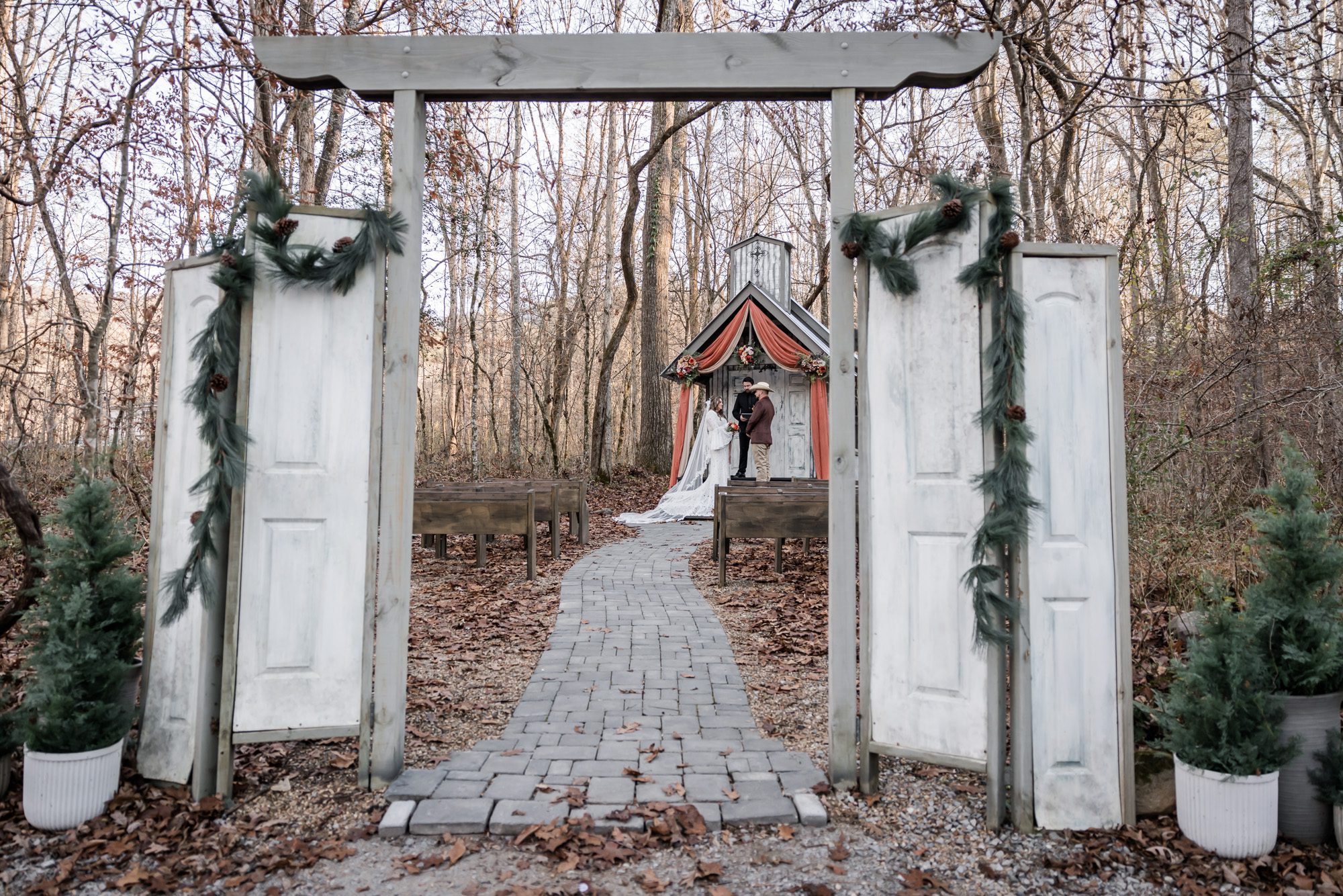 Evening Winter Elopement ceremony