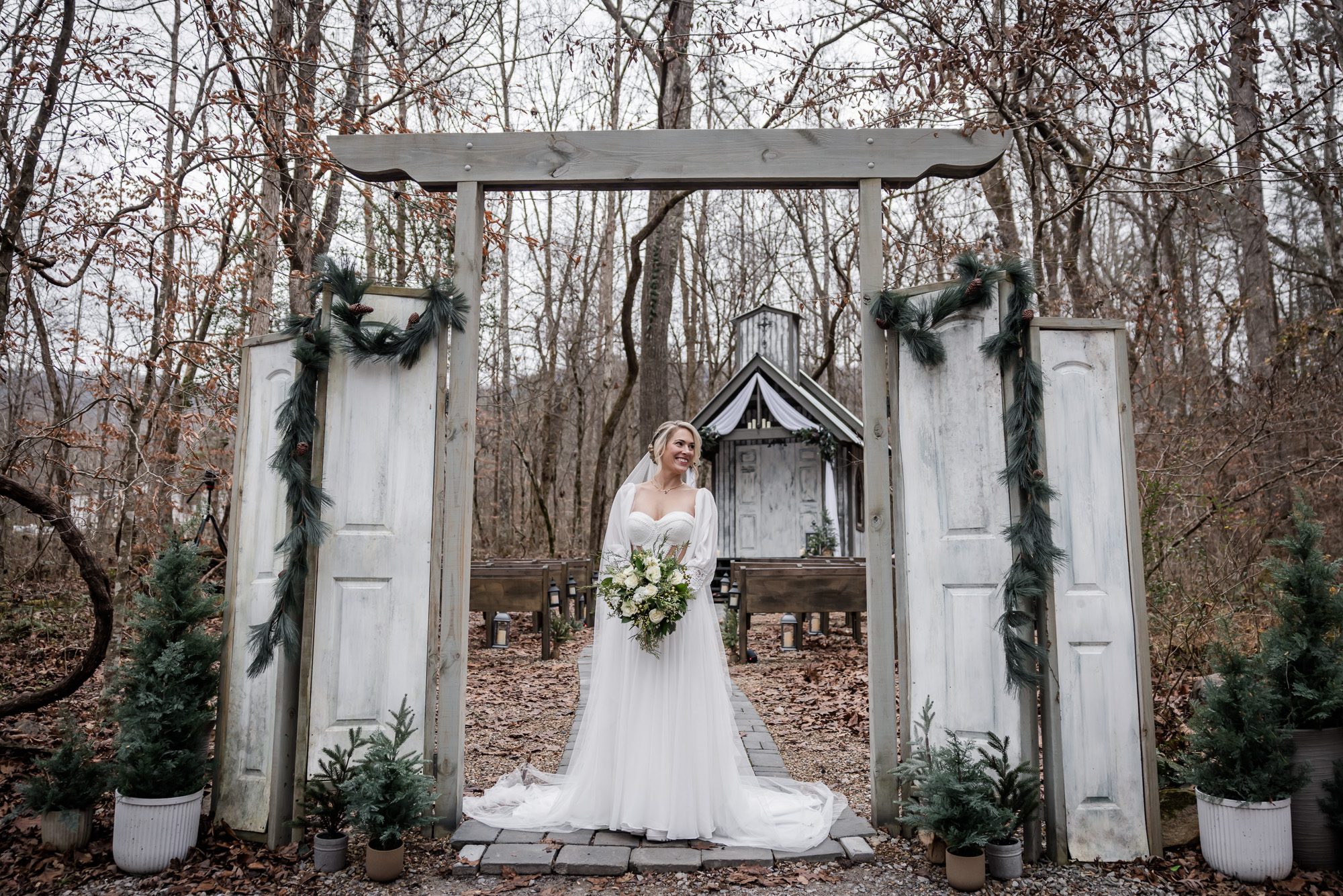 Winter tree bride portrait